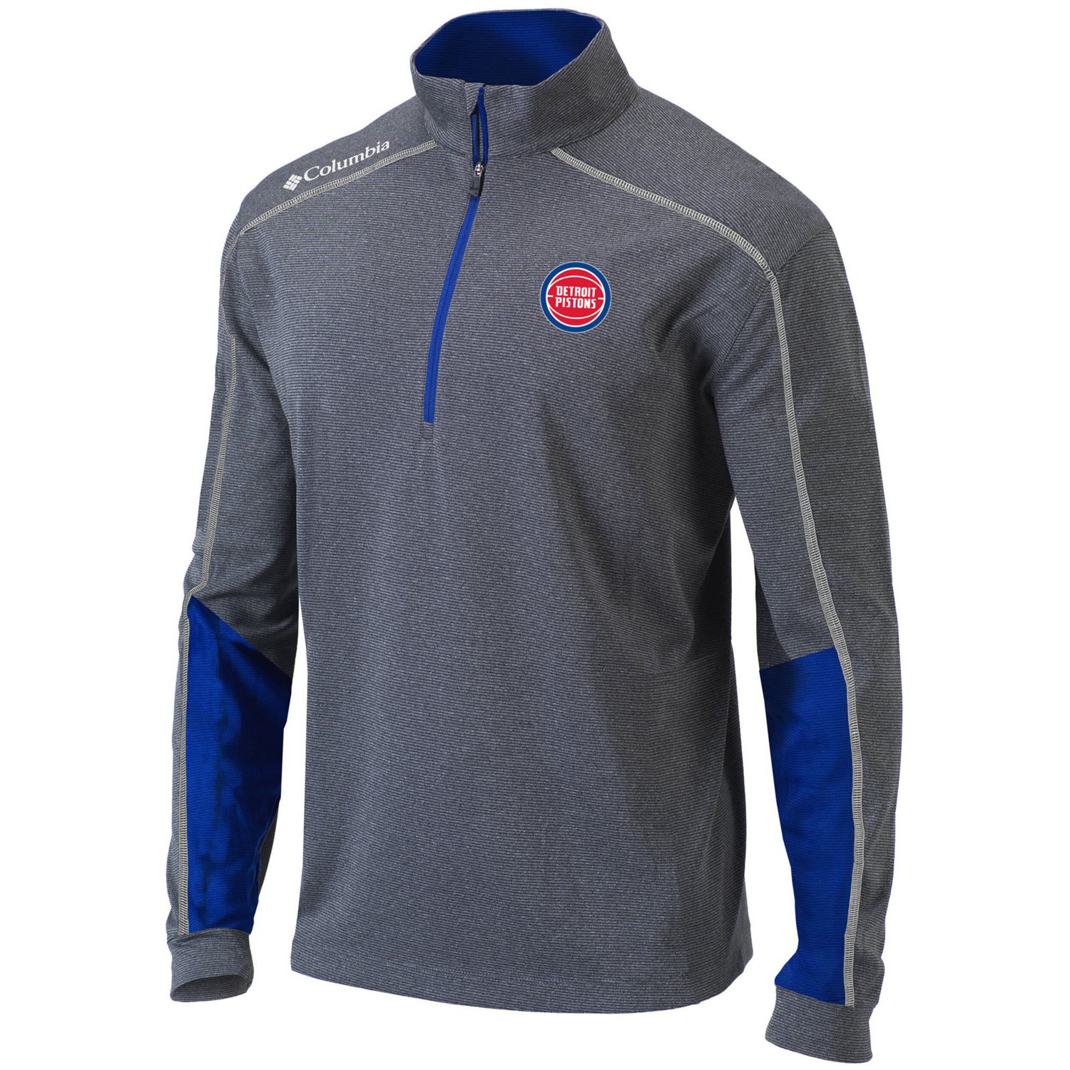 Columbia Heathered Gray/ Detroit Pistons Omni-Wick Shotgun 20 Quarter-Zip Pullover Top                                           - view number 2