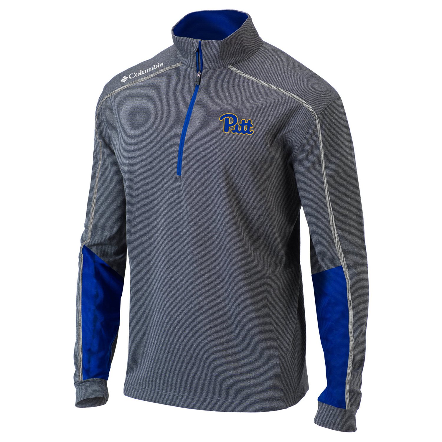 Columbia Heathered Gray/ Pitt Panthers Omni-Wick Shotgun 20 Quarter-Zip Pullover Top                                             - view number 2