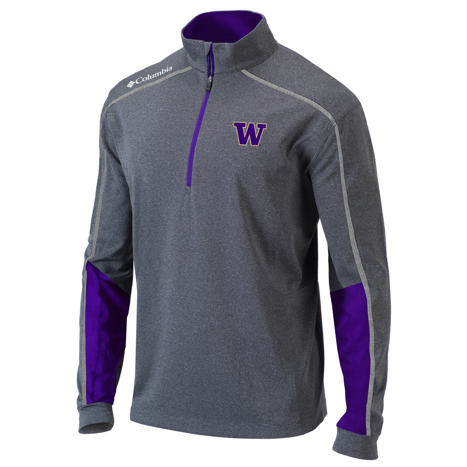Columbia Heathered Gray/ Washington Huskies Omni-Wick Shotgun 20 Quarter-Zip Pullover Top - view number 2