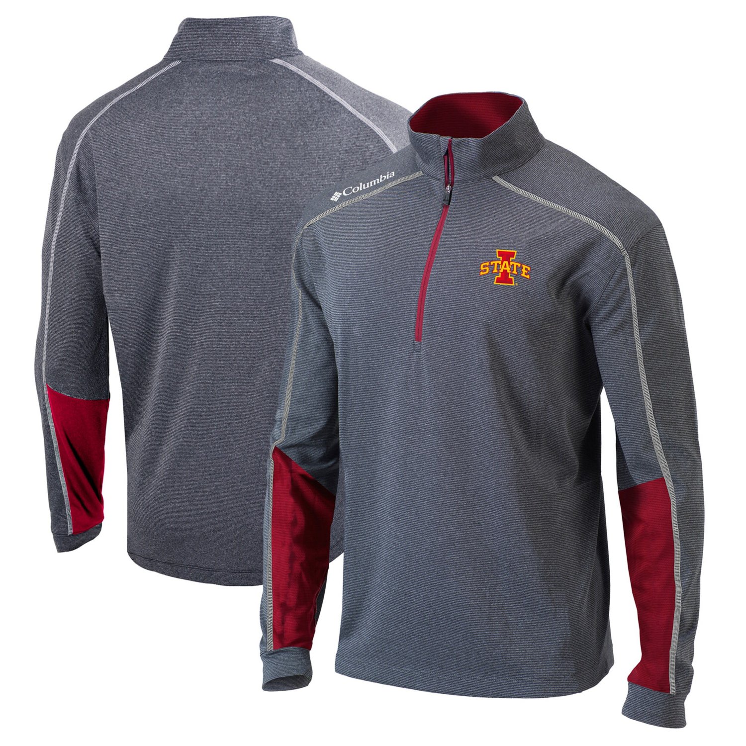 Columbia Heathered Gray/Cardinal Iowa State Cyclones Omni-Wick Shotgun 20 Quarter-Zip Pullover Top