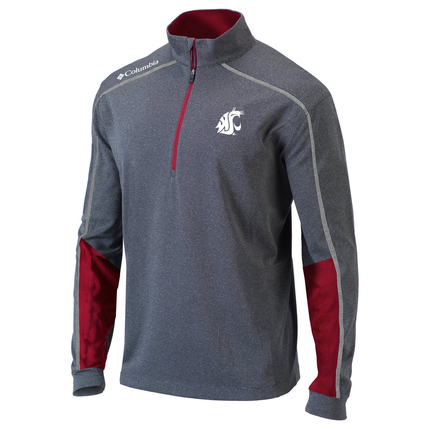 Columbia Heathered Gray/Crimson Washington State Cougars Omni-Wick Shotgun 20 Quarter-Zip Pullover Top                           - view number 2