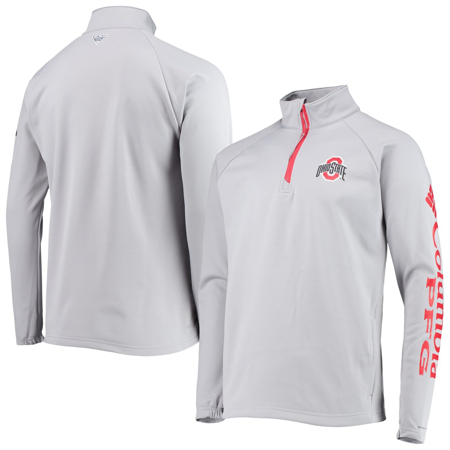 Columbia Ohio State Buckeyes Terminal Tackle Fleece Raglan Omni-Shade Quarter-Zip Jacket - view number 1