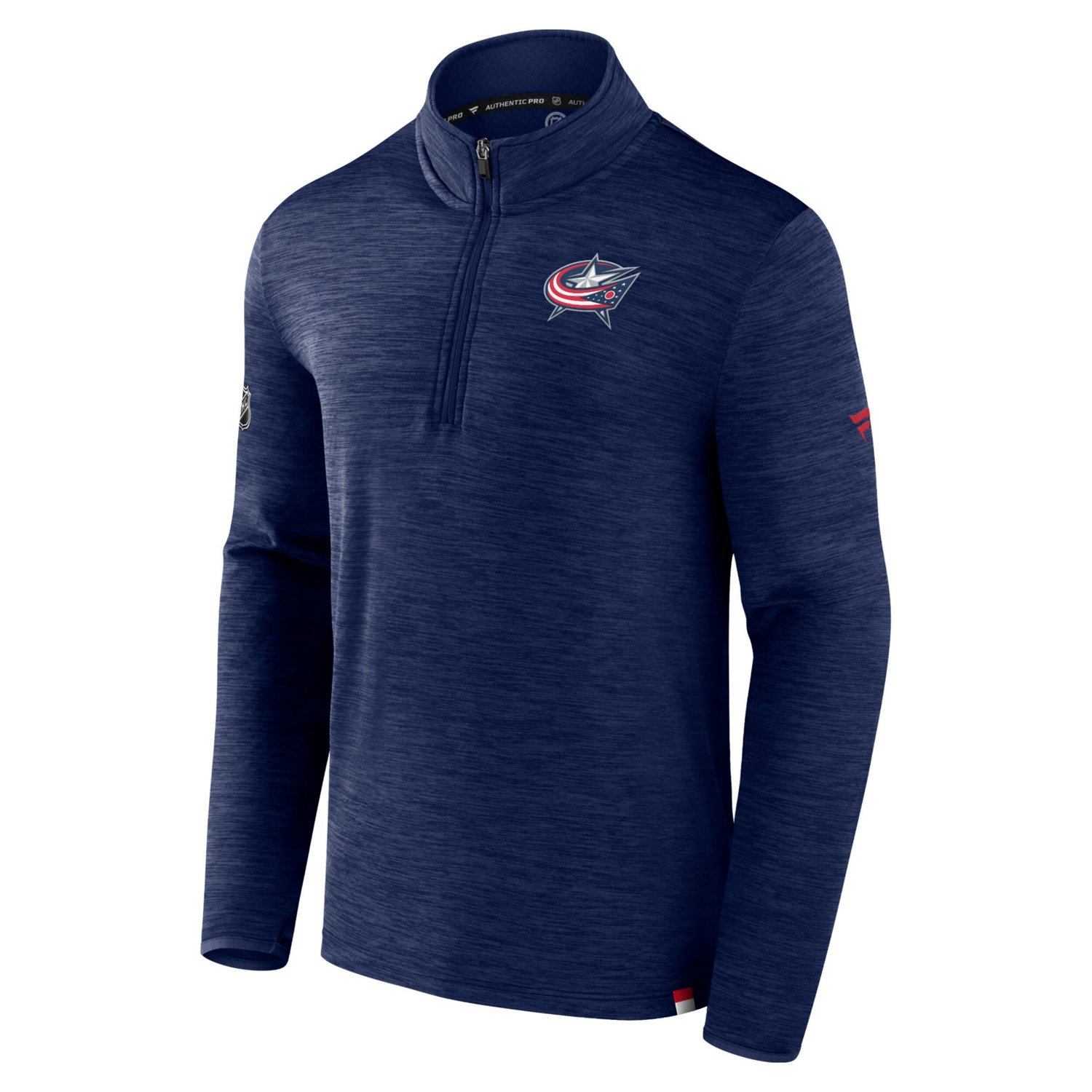 Fanatics Branded Heather Columbus Blue Jackets Authentic Pro Quarter-Zip Pullover Top - view number 2