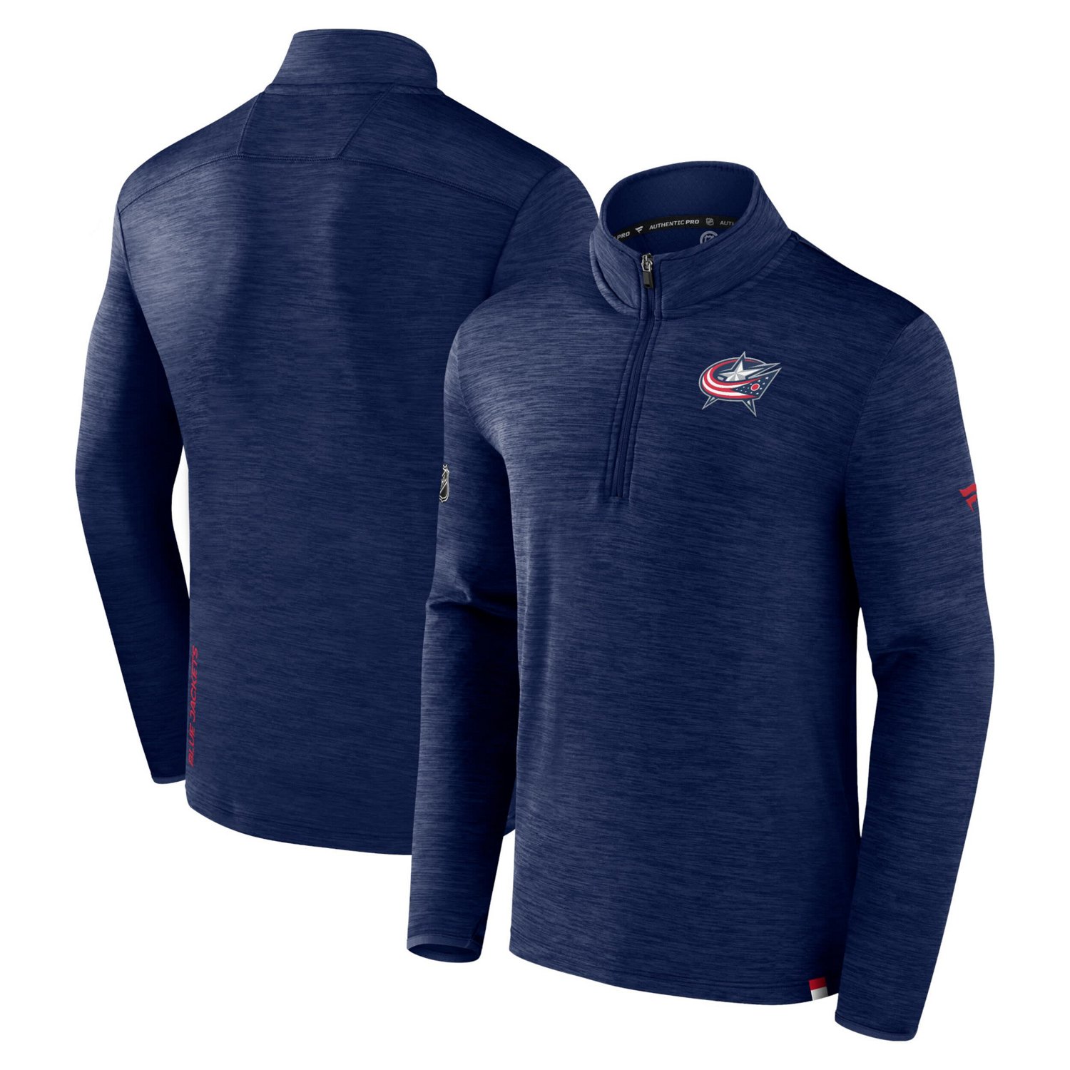Fanatics Branded Heather Columbus Blue Jackets Authentic Pro Quarter-Zip Pullover Top