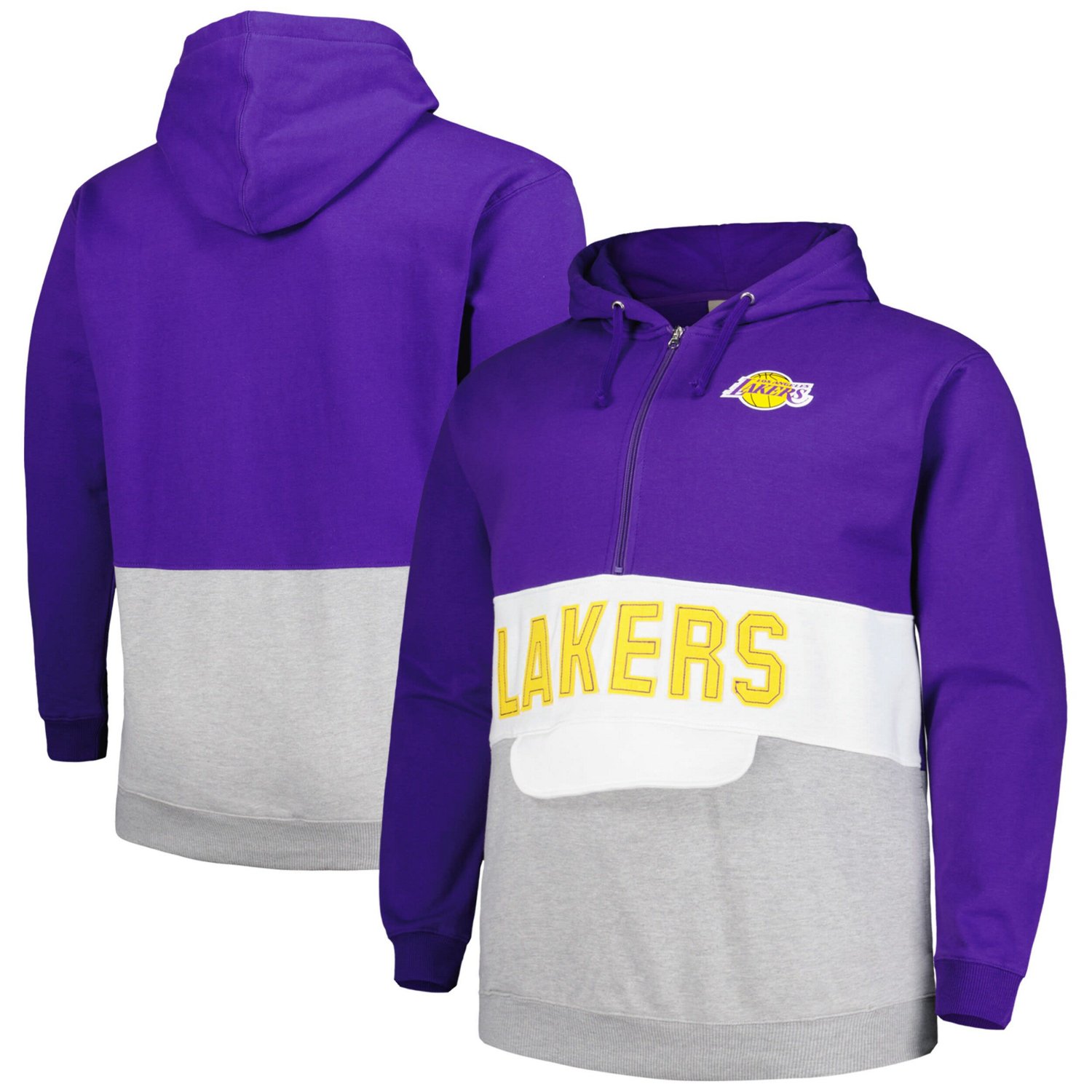 Fanatics Branded Los Angeles Lakers Big  Tall Anorak Half-Zip Hoodie