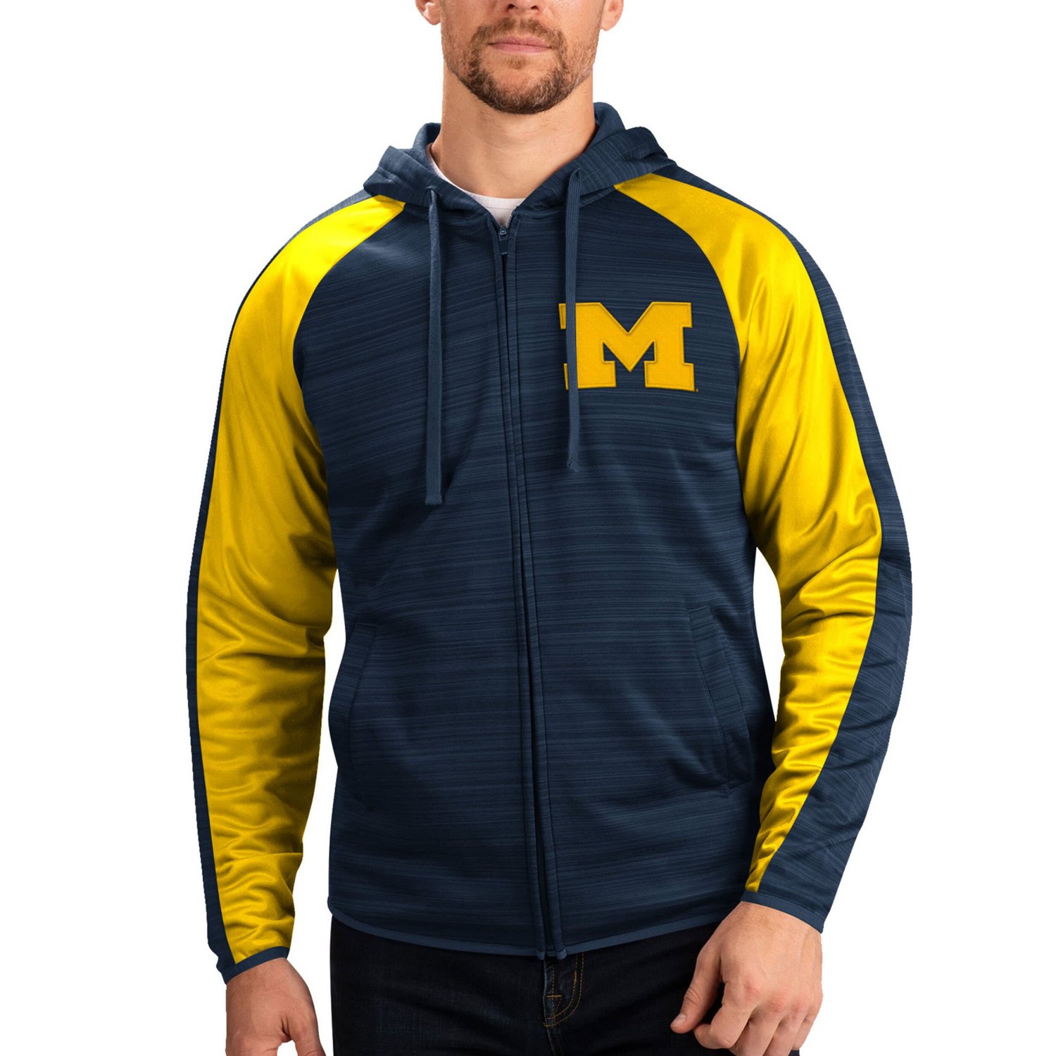 G-III Sports by Carl Banks Michigan Wolverines Neutral Zone Raglan Full-Zip Track Jacket Hoodie