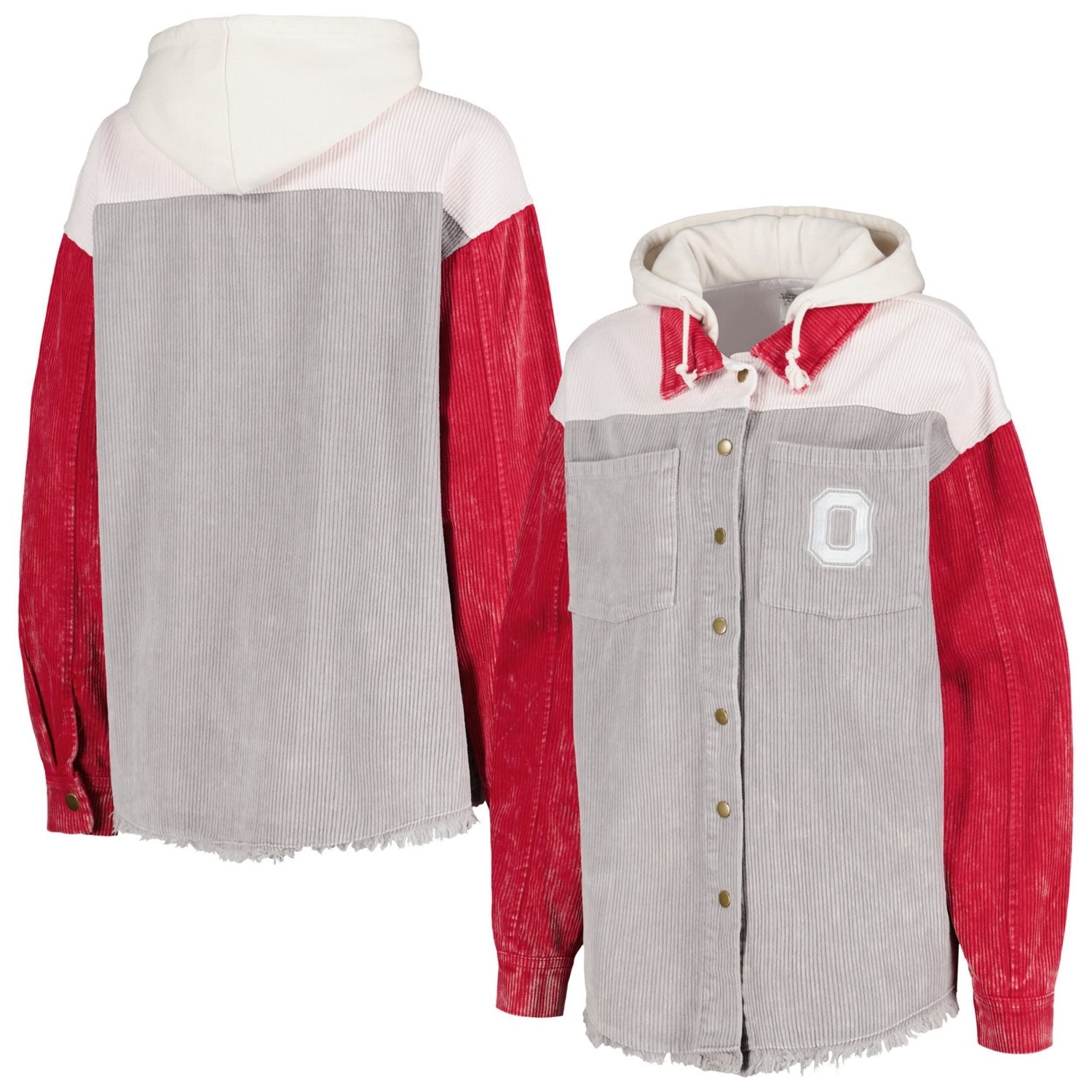 Gameday Couture Ohio State Buckeyes Vintage Wash Corduroy Full-Snap Hooded Shacket