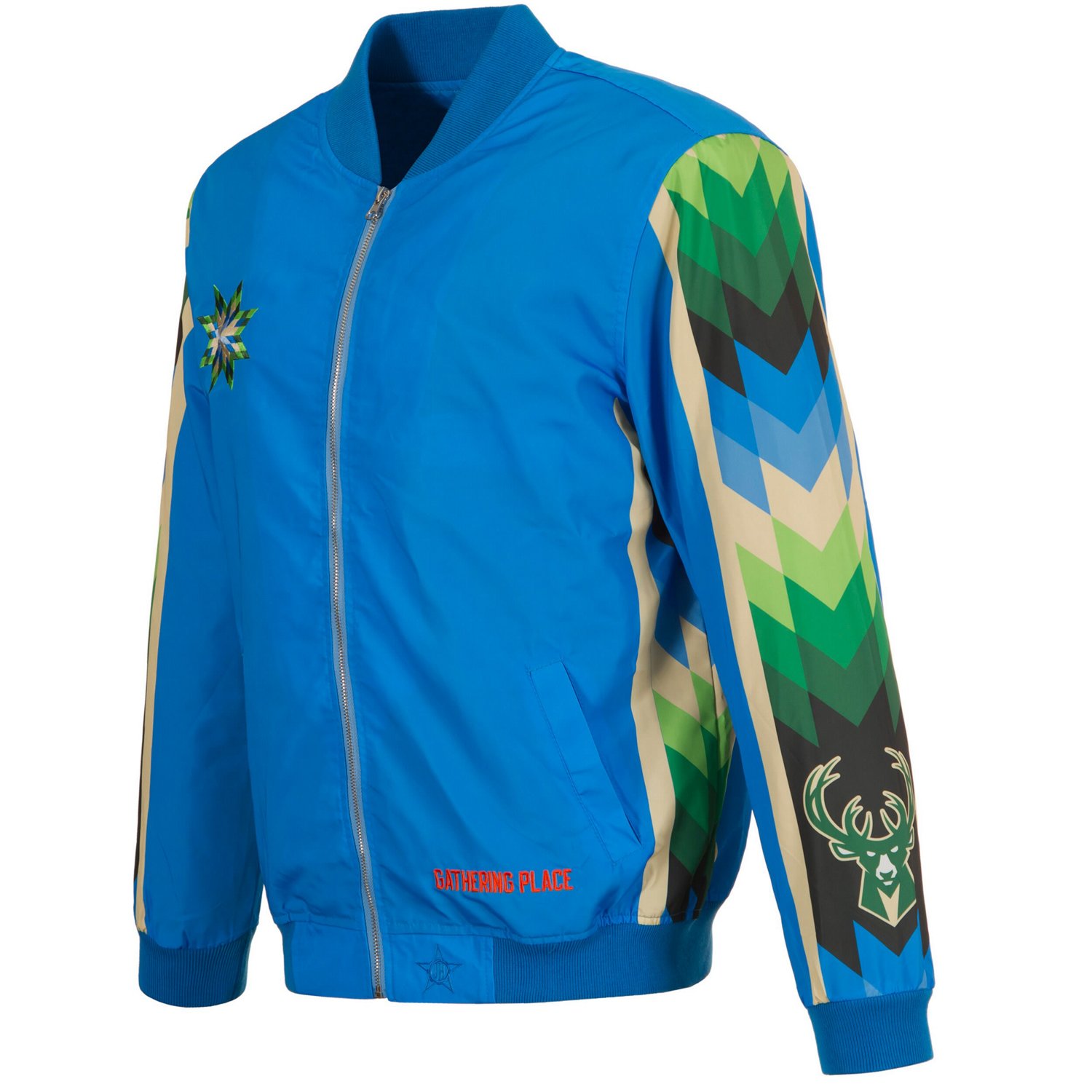 JH Design Milwaukee Bucks 2022/23 City Edition Full-Zip Nylon Bomber Jacket