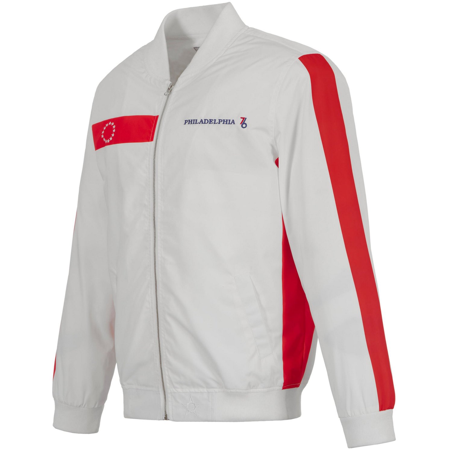 JH Design Philadelphia 76ers 2022/23 City Edition Full-Zip Nylon Bomber Jacket