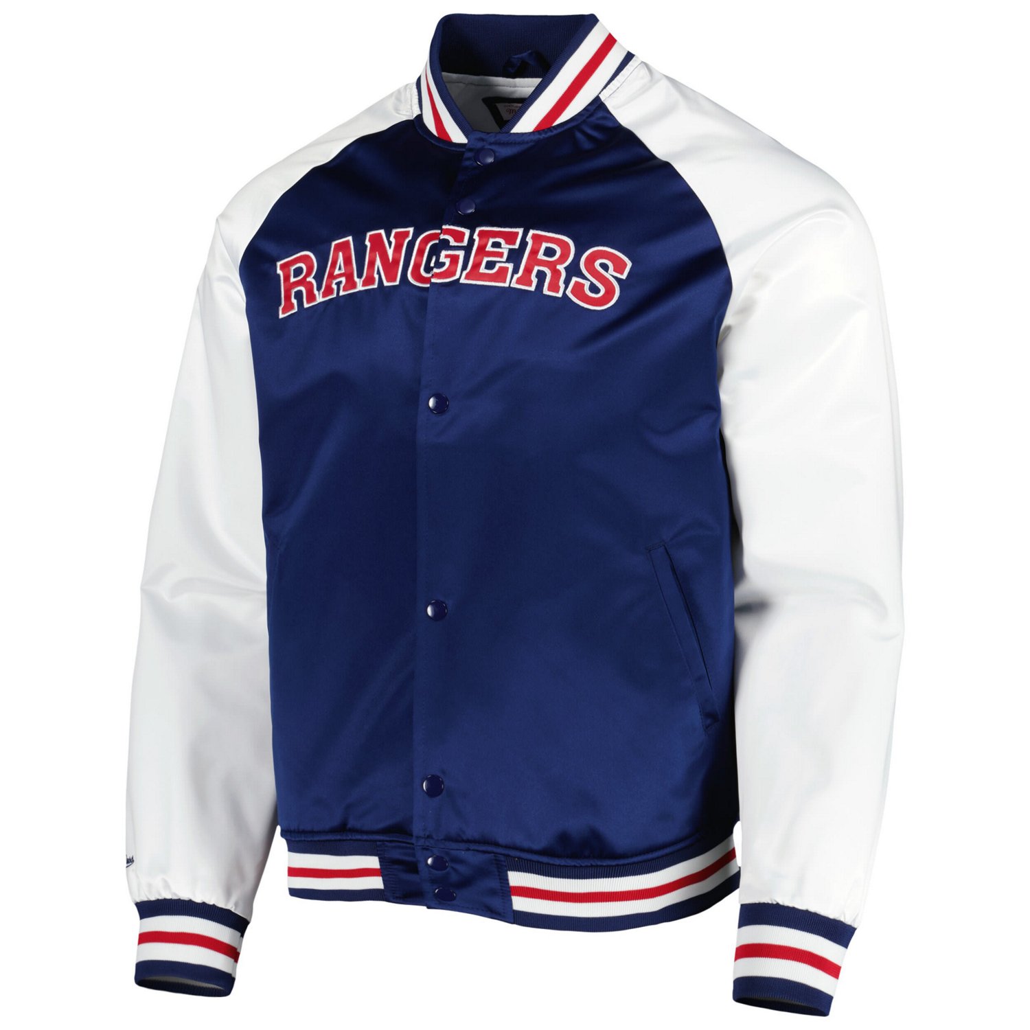 Mitchell  Ness /White New York Rangers Primetime Raglan Satin Full-Snap Jacket                                                   - view number 2