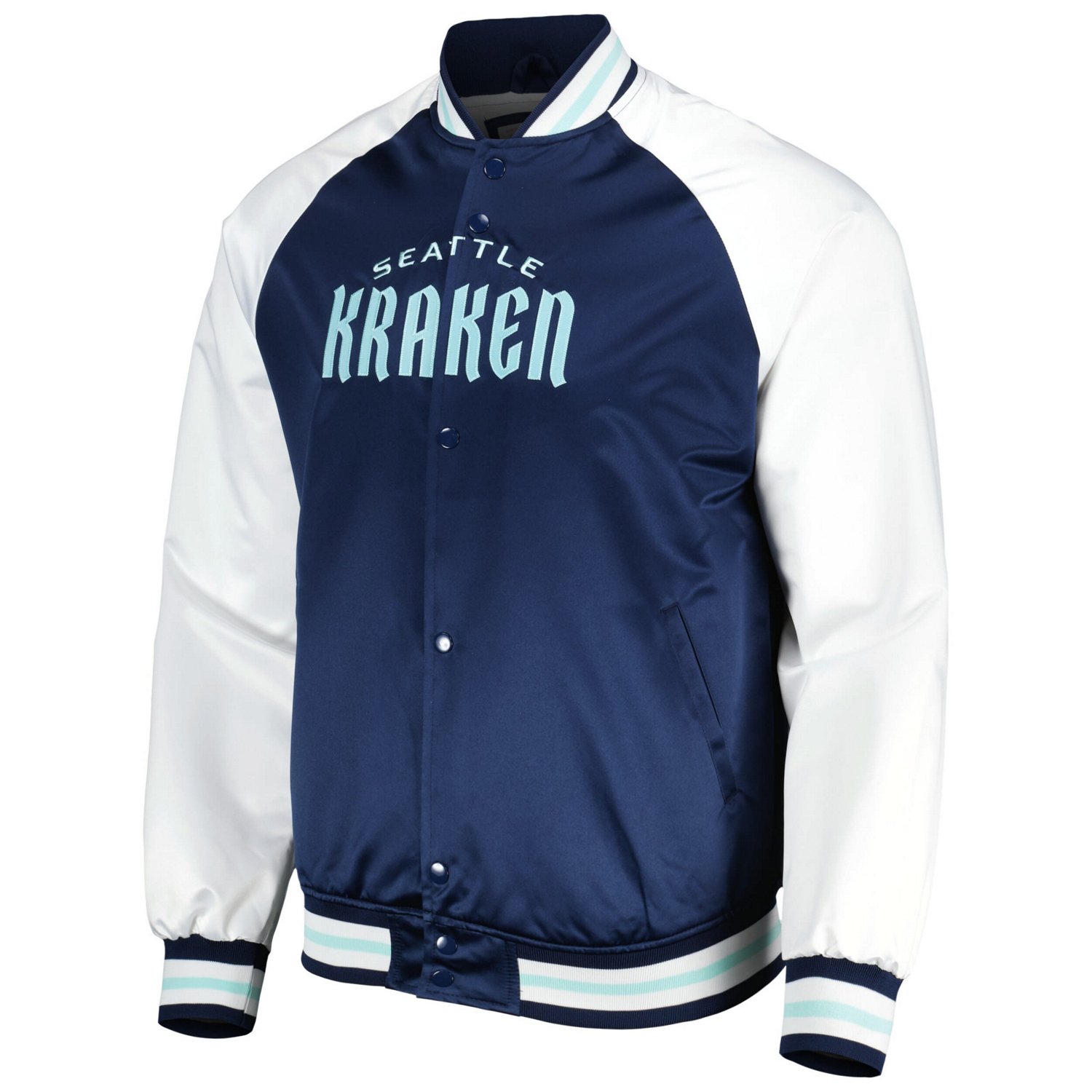 Mitchell  Ness Deep Sea /White Seattle Kraken Primetime Raglan Satin Full-Snap Jacket                                            - view number 2