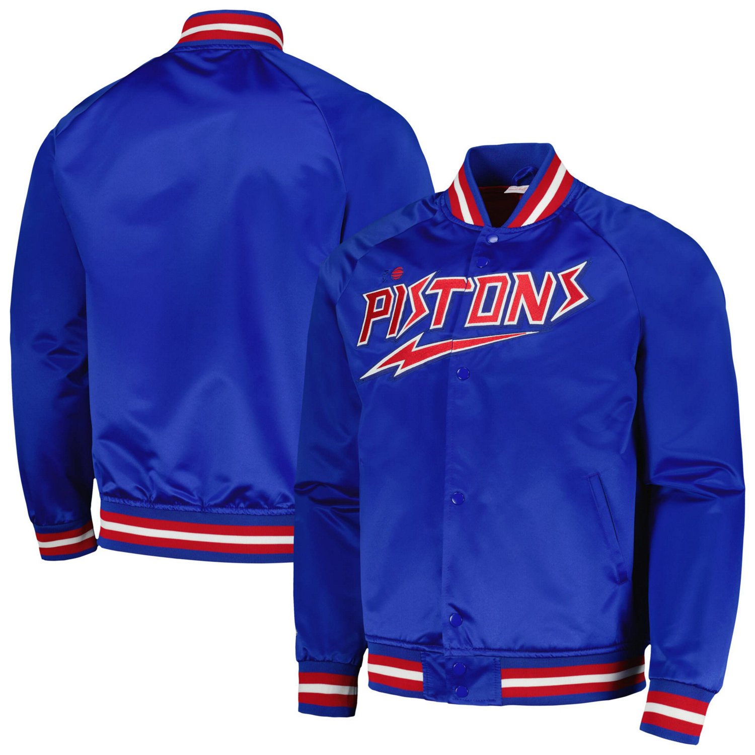 Mitchell  Ness Detroit Pistons Hardwood Classics Throwback Wordmark Raglan Full-Snap Jacket                                      - view number 1