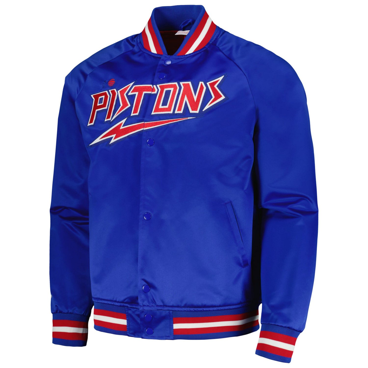 Mitchell  Ness Detroit Pistons Hardwood Classics Throwback Wordmark Raglan Full-Snap Jacket                                      - view number 2