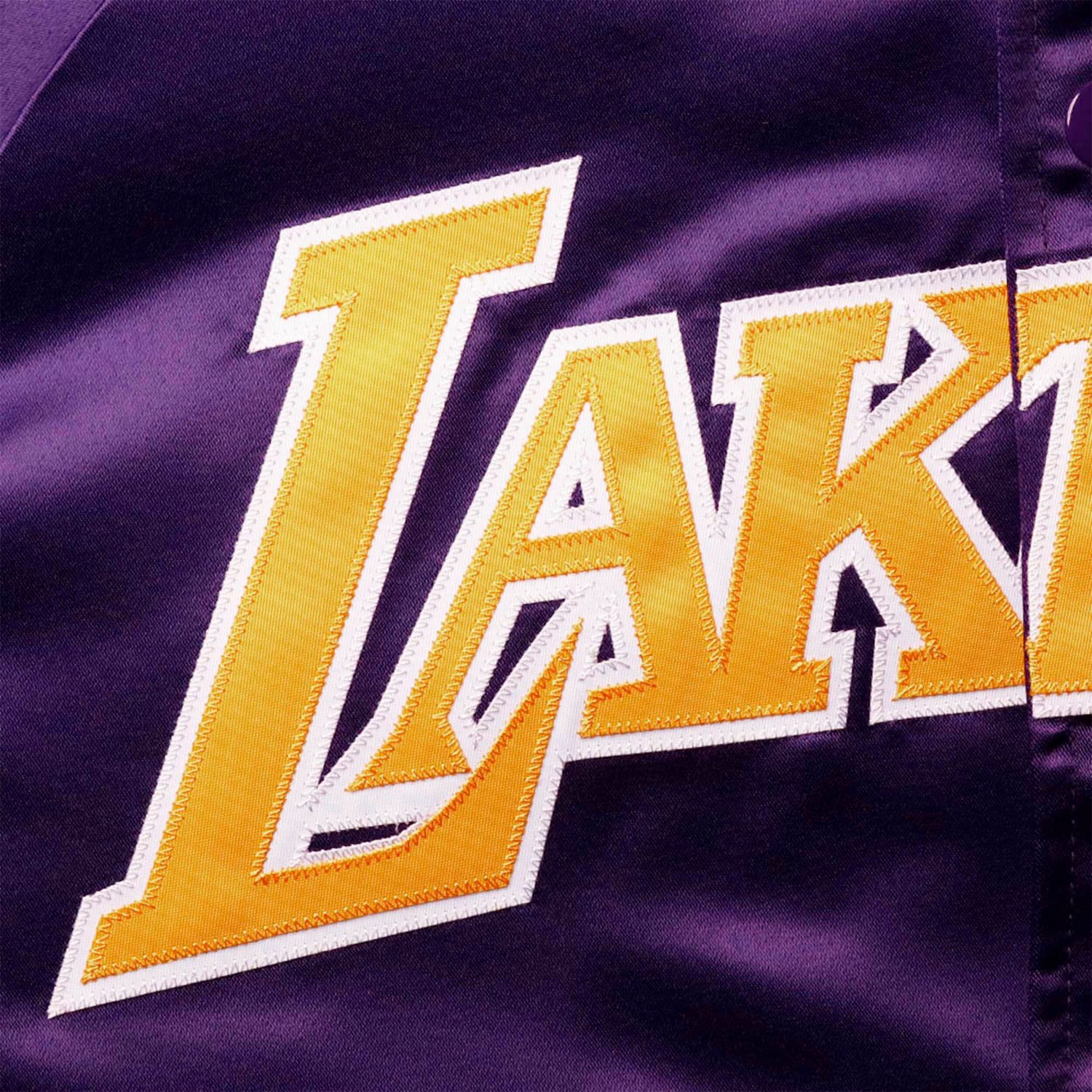 Mitchell  Ness Los Angeles Lakers Throwback Wordmark Satin Full-Snap Raglan Jacket - view number 4