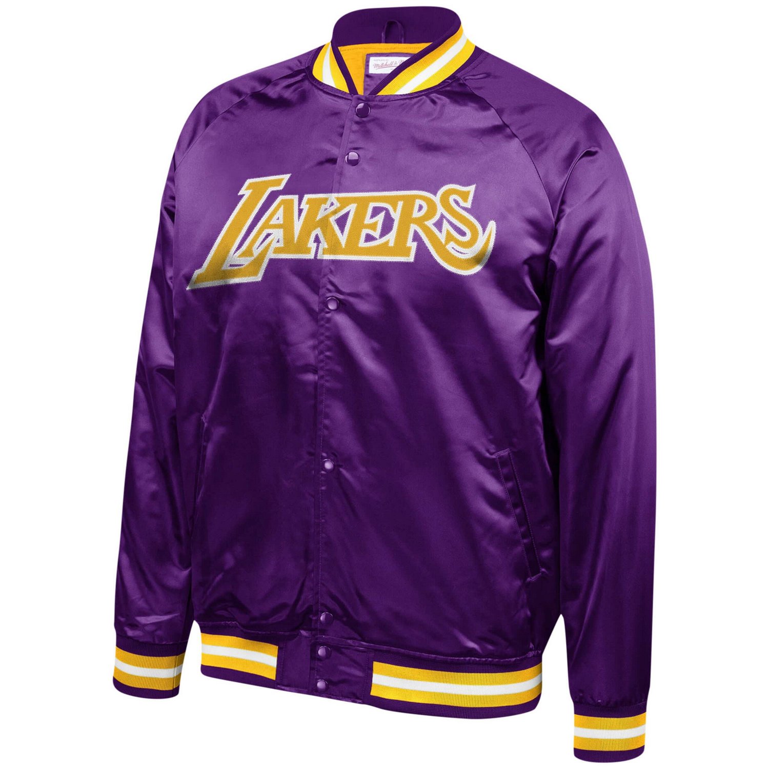 Mitchell  Ness Los Angeles Lakers Throwback Wordmark Satin Full-Snap Raglan Jacket - view number 2