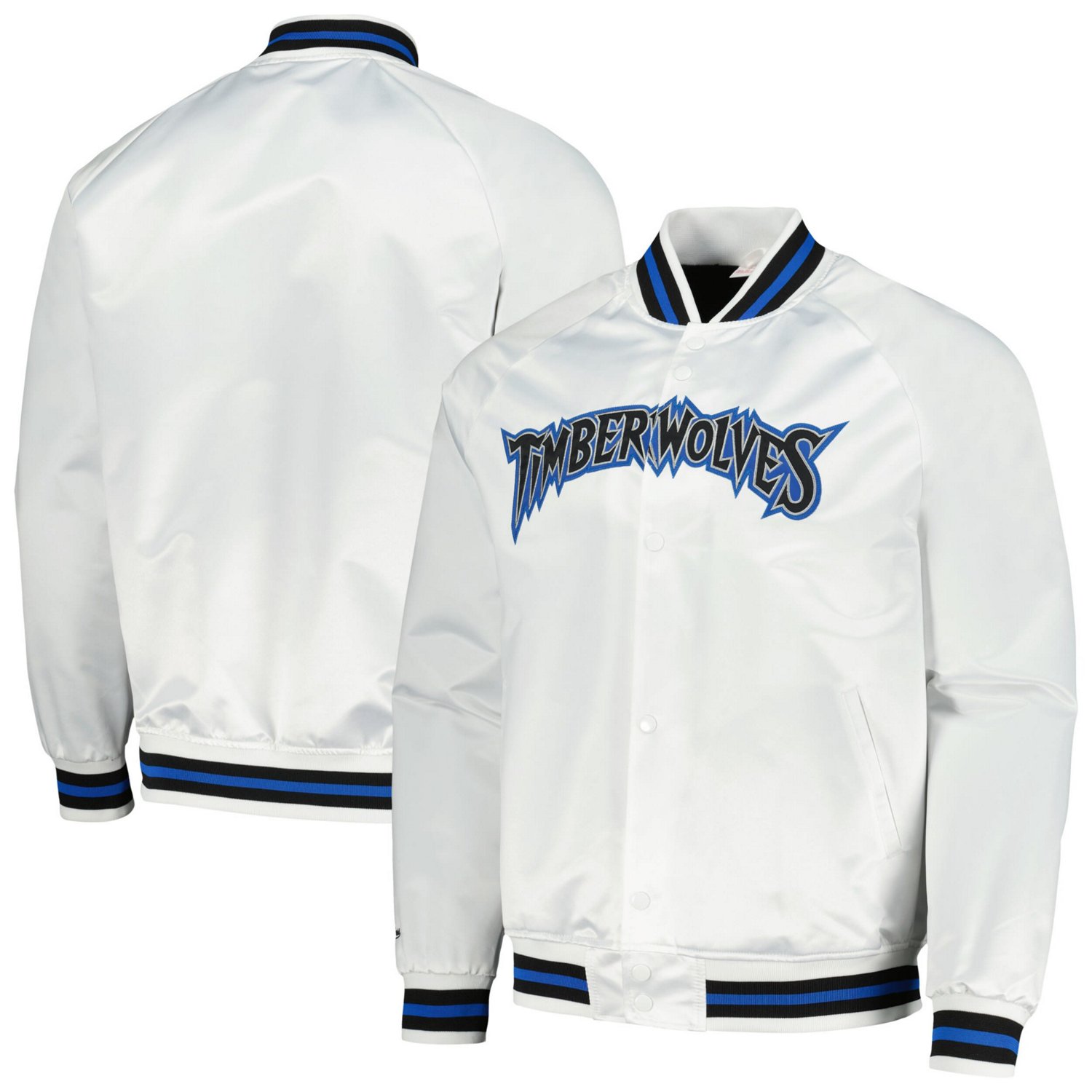 Mitchell  Ness Minnesota Timberwolves Hardwood Classics Throwback Wordmark Raglan Full-Snap Jacket