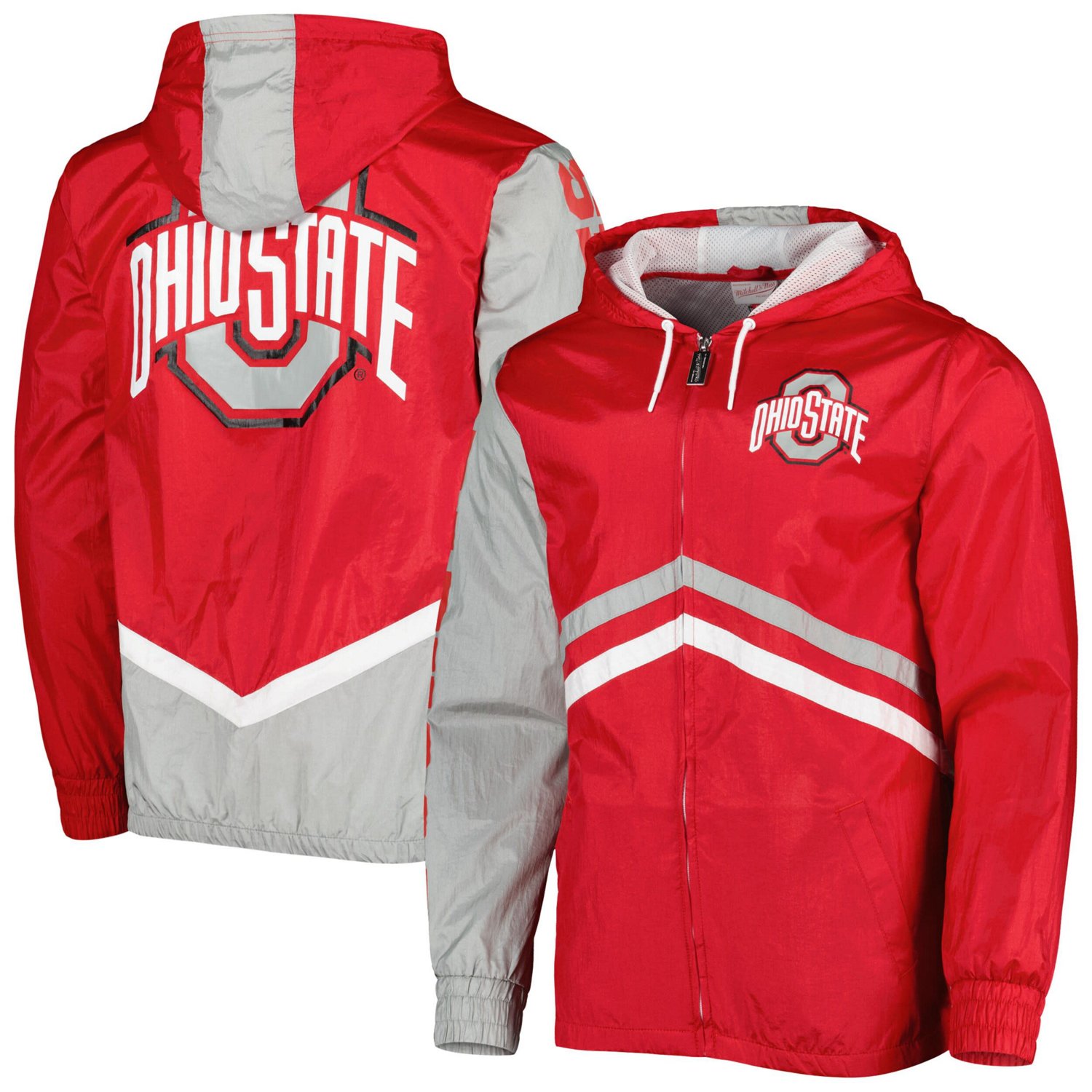 Mitchell Ness Ohio State Buckeyes Undeniable Full Zip Windbreaker Jacket Academy