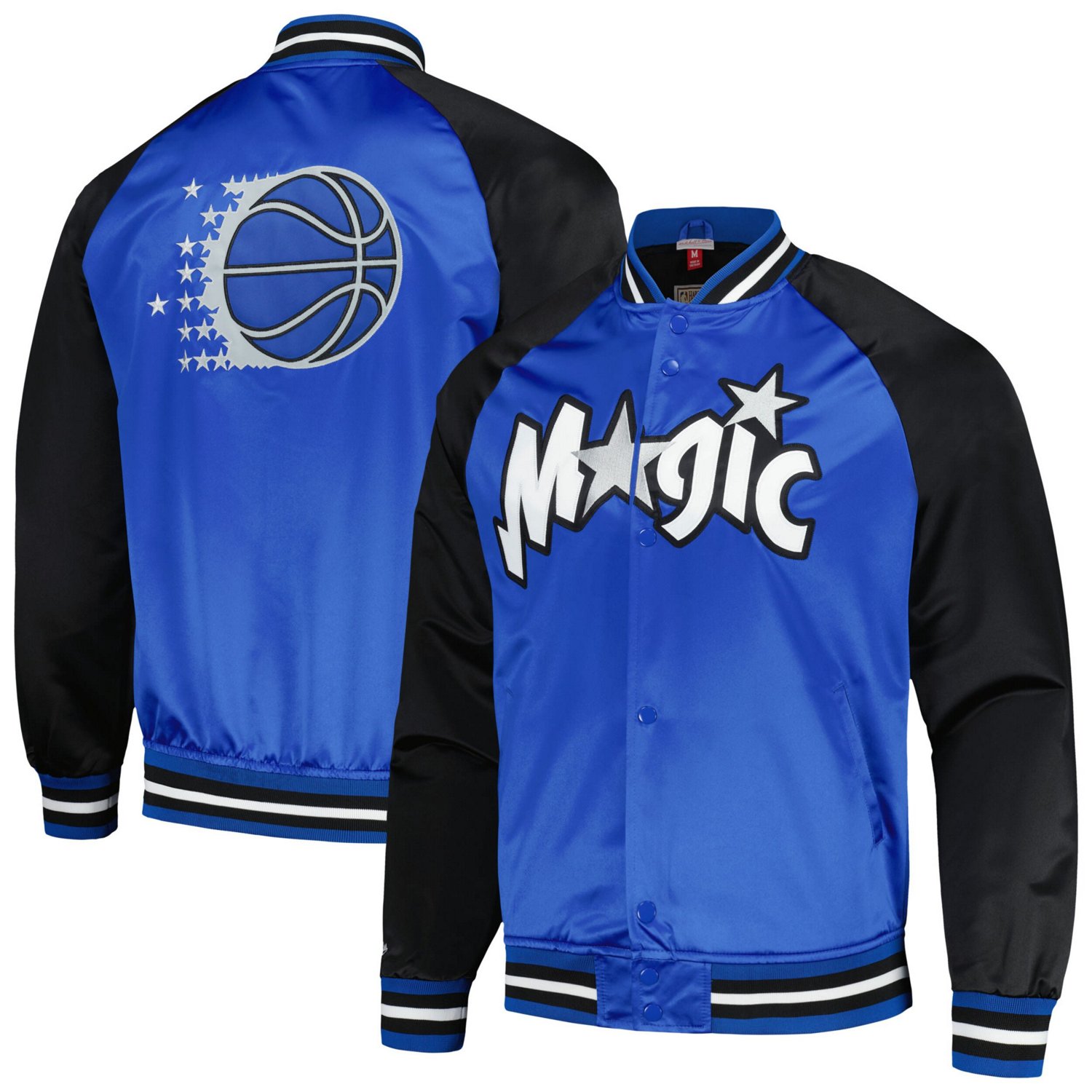 Mitchell Ness Orlando Magic Double Clutch Satin Raglan Full Snap Jacket Academy