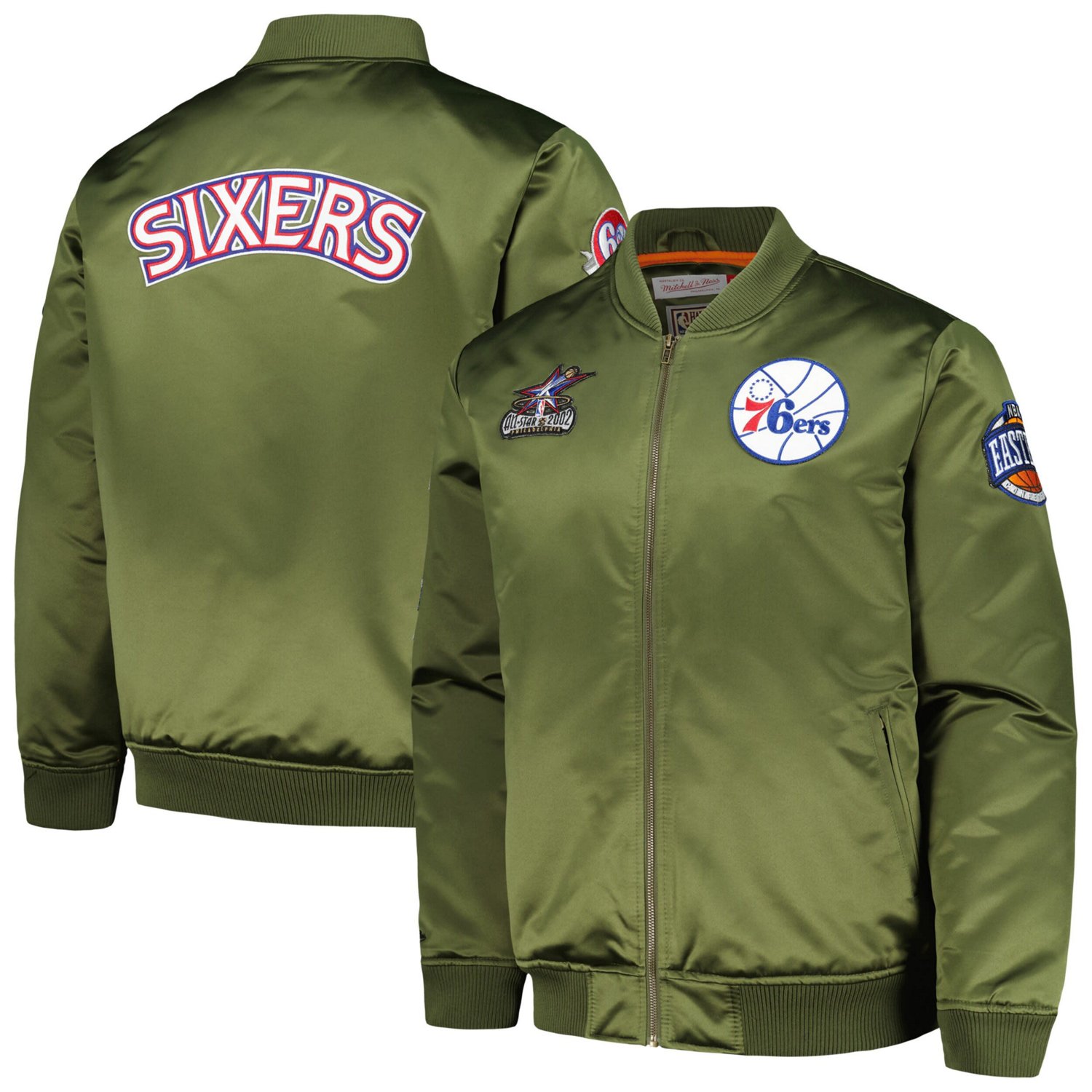 Mitchell Ness Philadelphia 76ers Hardwood Classics Retro Satin Full Zip Jacket Academy