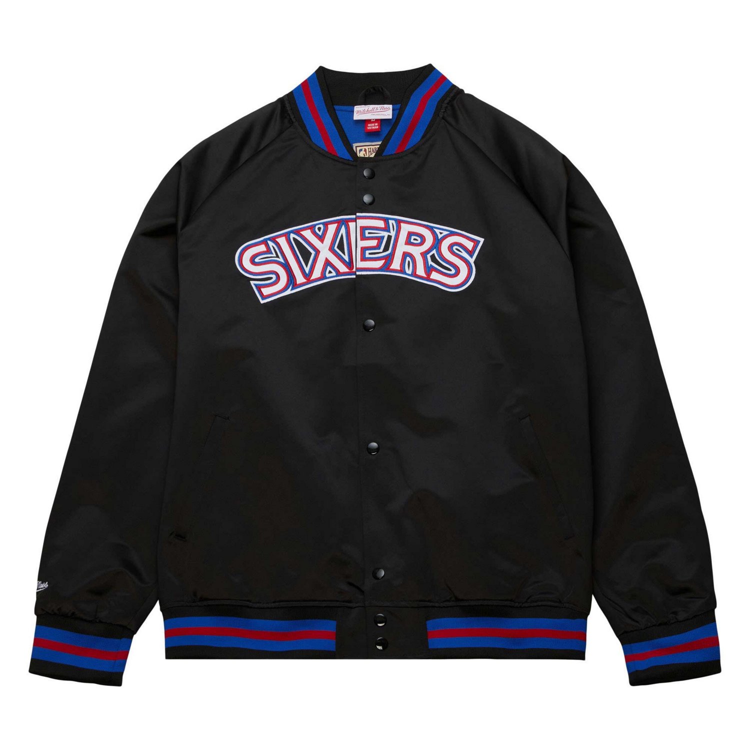 Mitchell  Ness Philadelphia 76ers Hardwood Classics Throwback Wordmark Raglan Full-Snap Jacket