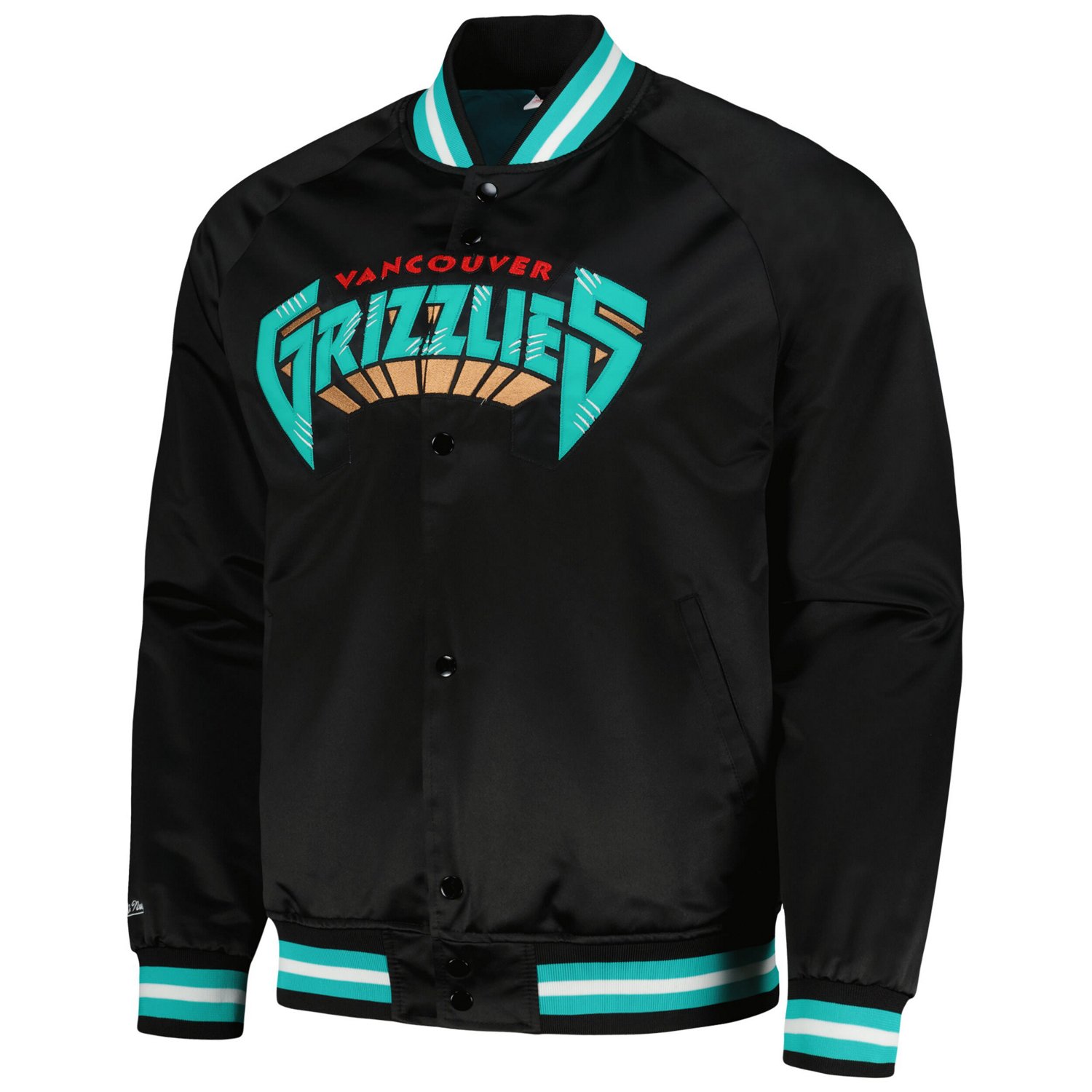 Mitchell Ness Vancouver Grizzlies Hardwood Classics Throwback Wordmark Raglan Full-Snap Jacket