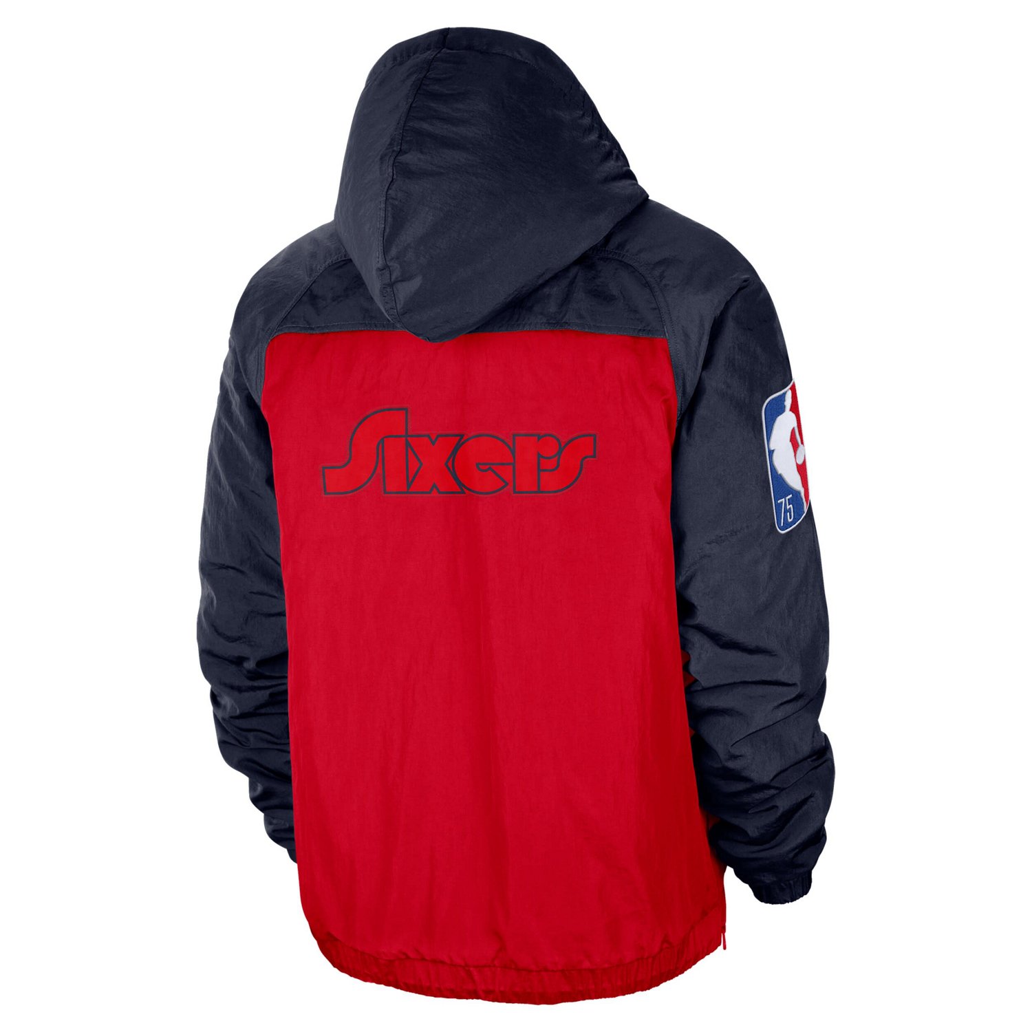 Nike /Red Philadelphia 76ers 2021/22 City Edition Colorblock Crinkle Woven Half-Zip Pullover Jacket - view number 3