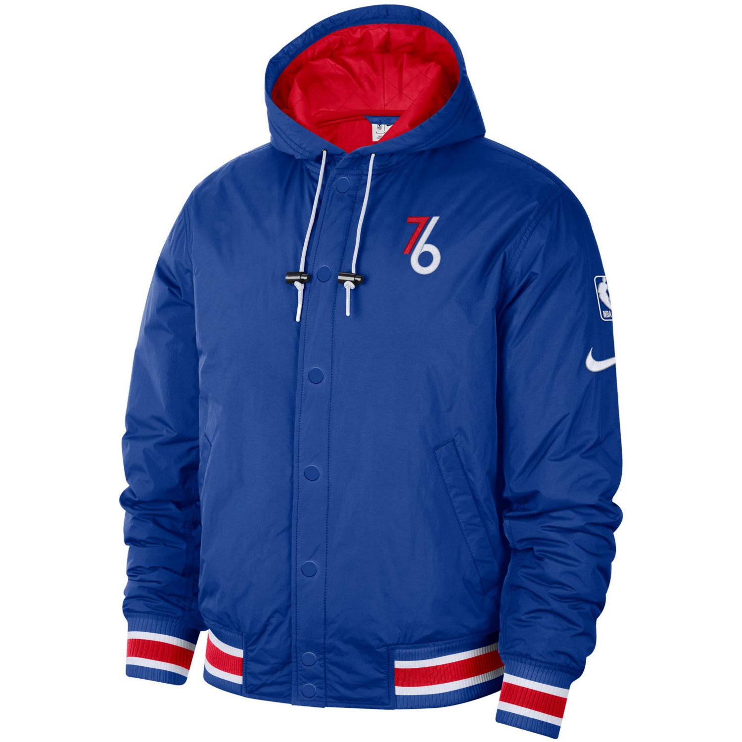Nike /Red Philadelphia 76ers 2022/23 City Edition Courtside Bomber Full-Zip Hoodie Jacket