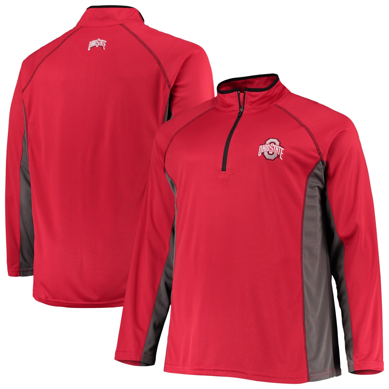 Ohio State Buckeyes Big  Tall Textured Raglan Quarter-Zip Jacket