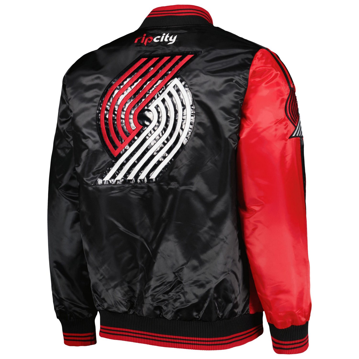 Starter /Black Portland Trail Blazers Fast Break Satin Full-Snap Jacket