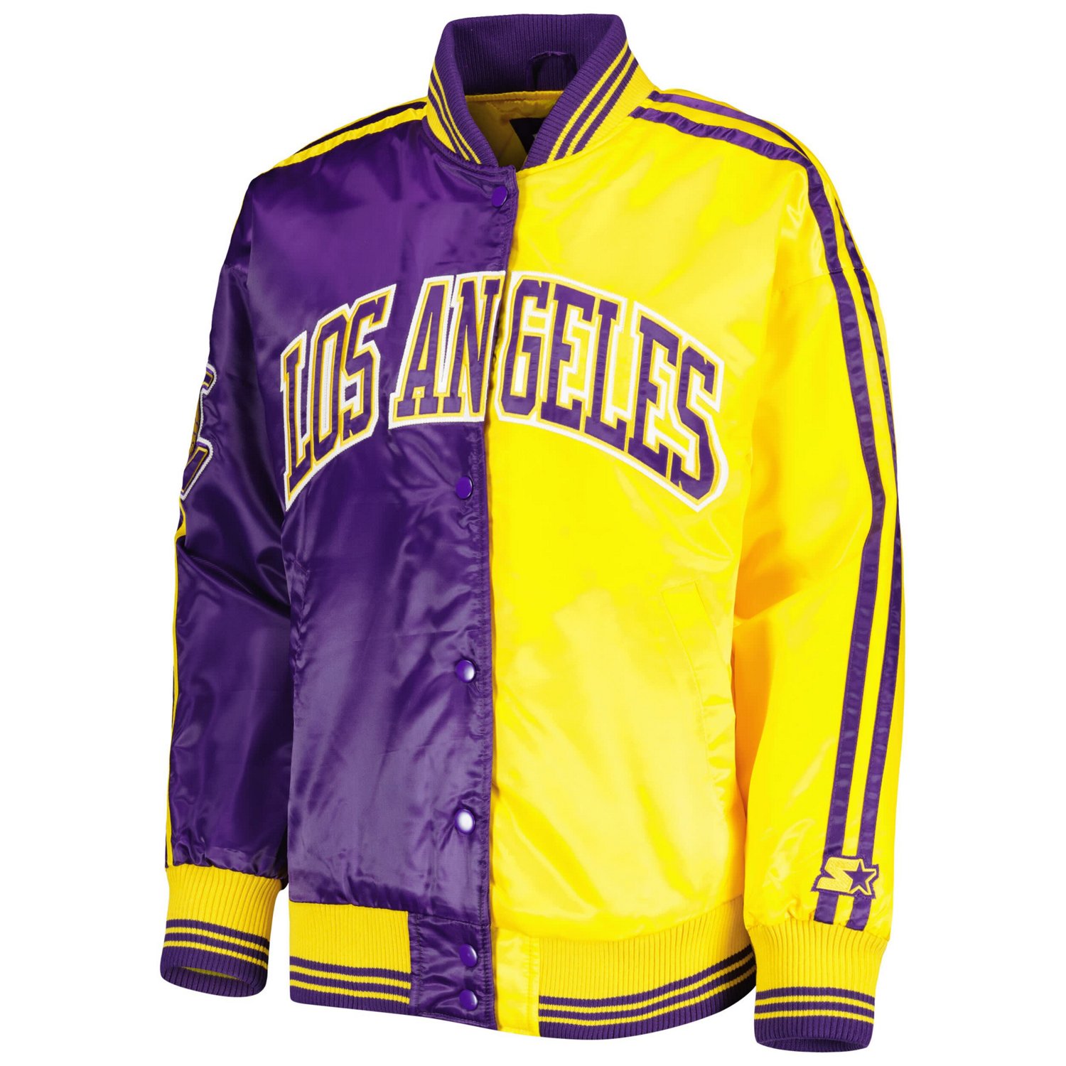 Starter /Gold Los Angeles Lakers Split Colorblock Satin Full-Snap Varsity Jacket                                                 - view number 2