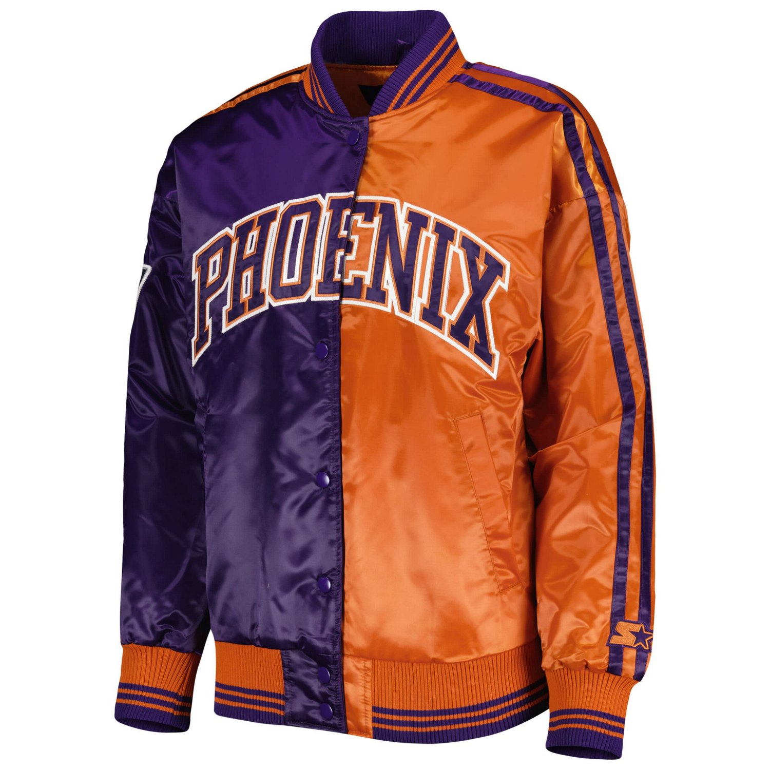 Starter /Orange Phoenix Suns Split Colorblock Satin Full-Snap Varsity Jacket                                                     - view number 2