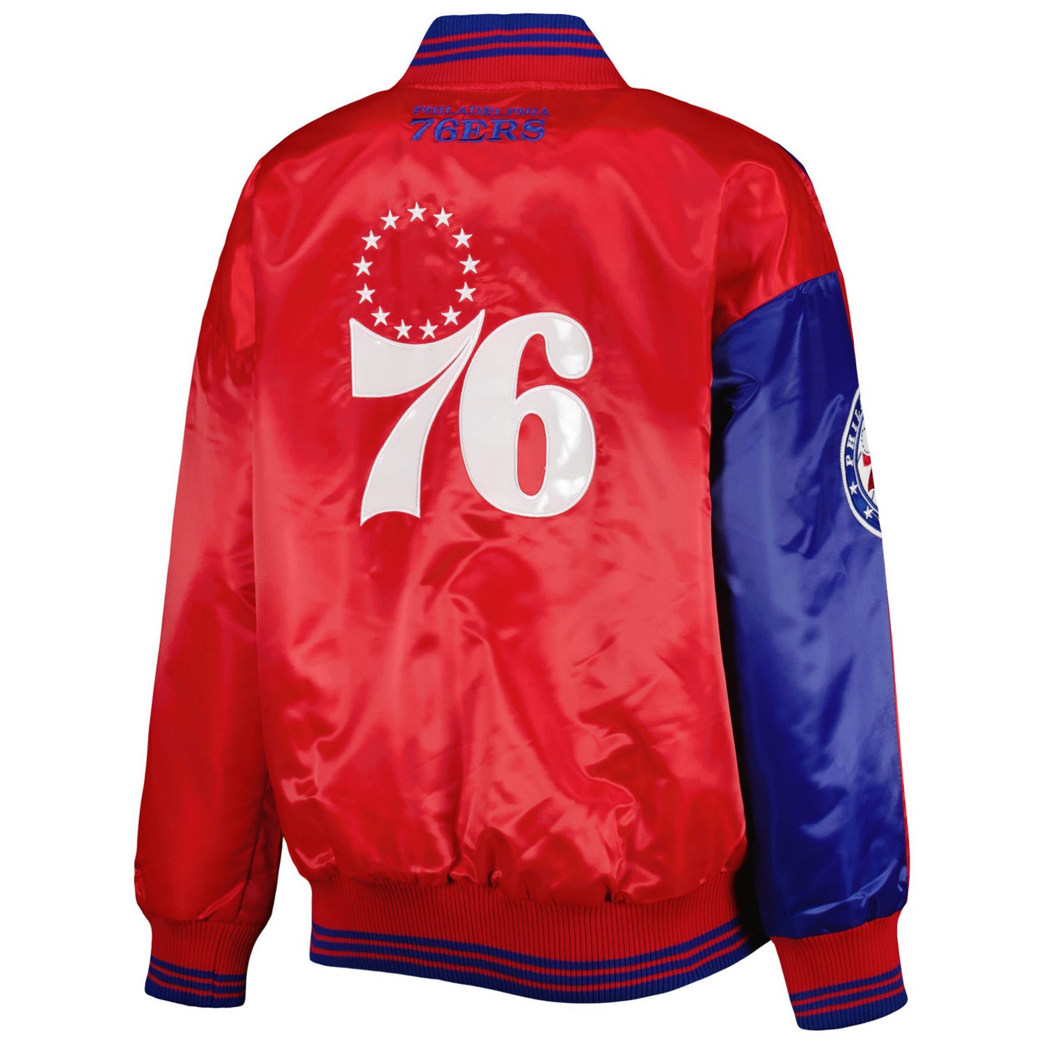 Starter /Red Philadelphia 76ers Split Colorblock Satin Full-Snap Varsity Jacket                                                  - view number 3