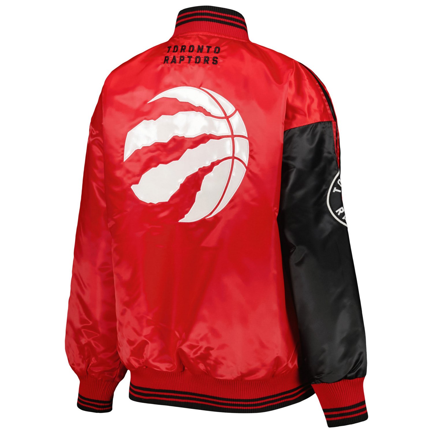 Starter /Red Toronto Raptors Split Colorblock Satin Full-Snap Varsity Jacket                                                     - view number 3