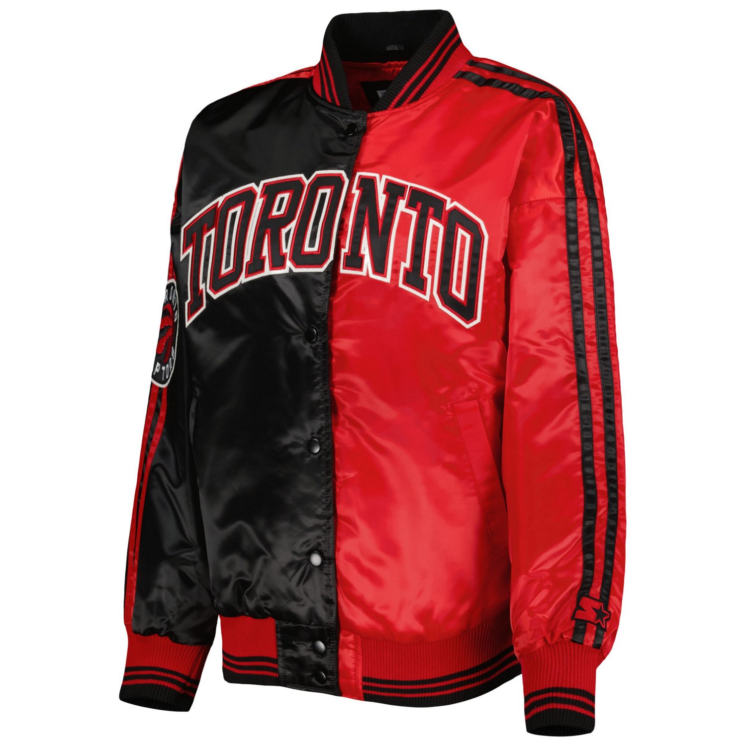 Starter /Red Toronto Raptors Split Colorblock Satin Full-Snap Varsity Jacket                                                     - view number 2