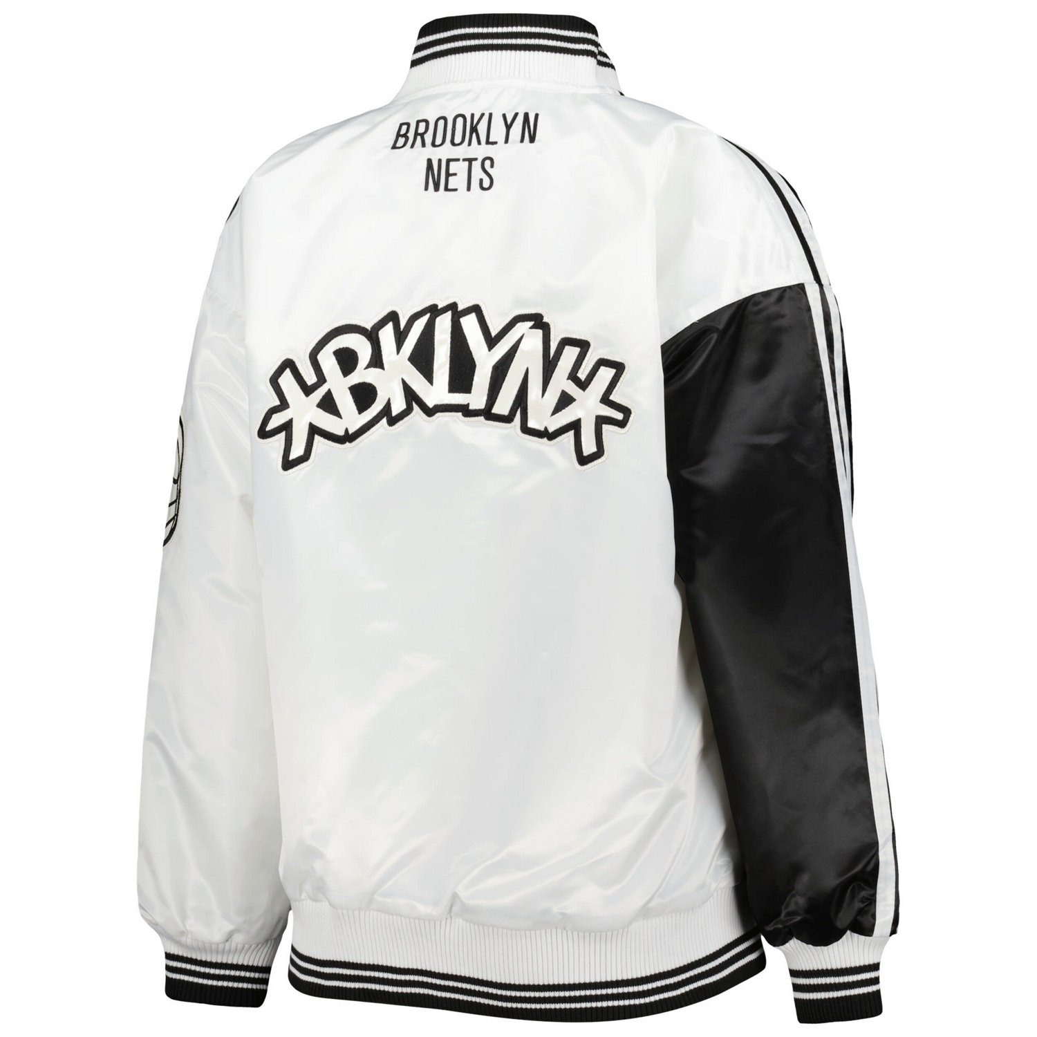 Starter /White Brooklyn Nets Split Colorblock Satin Full-Snap Varsity Jacket                                                     - view number 3
