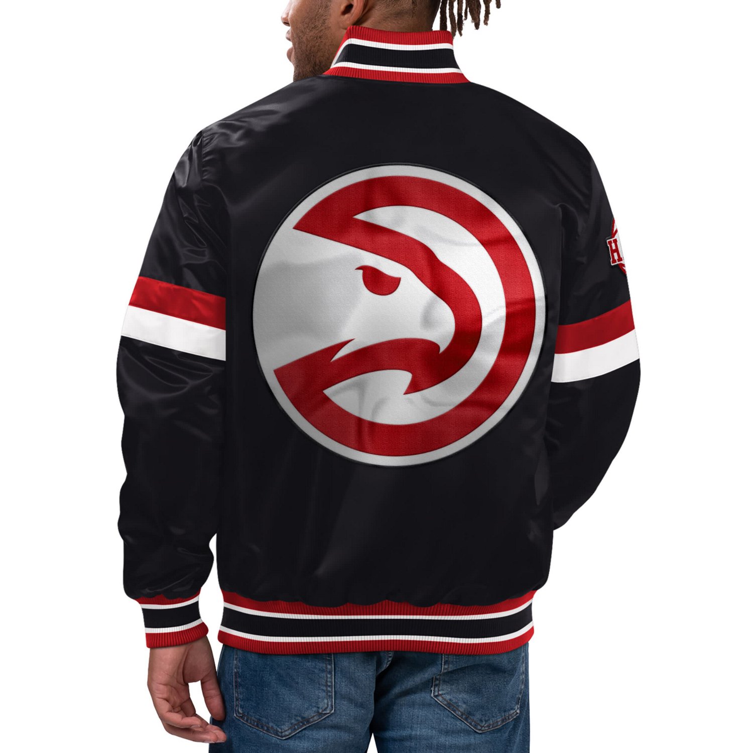 Starter Atlanta Hawks Home Game Satin Full-Snap Varsity Jacket