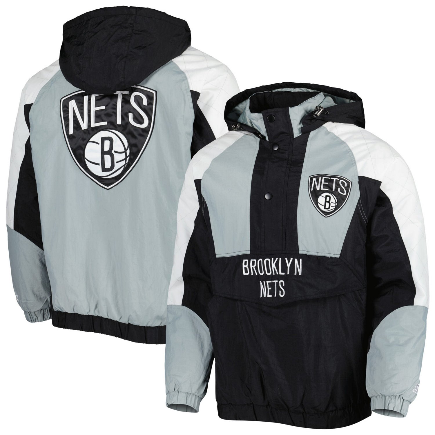 Starter Brooklyn Nets Body Check Raglan Hoodie Half-Zip Jacket