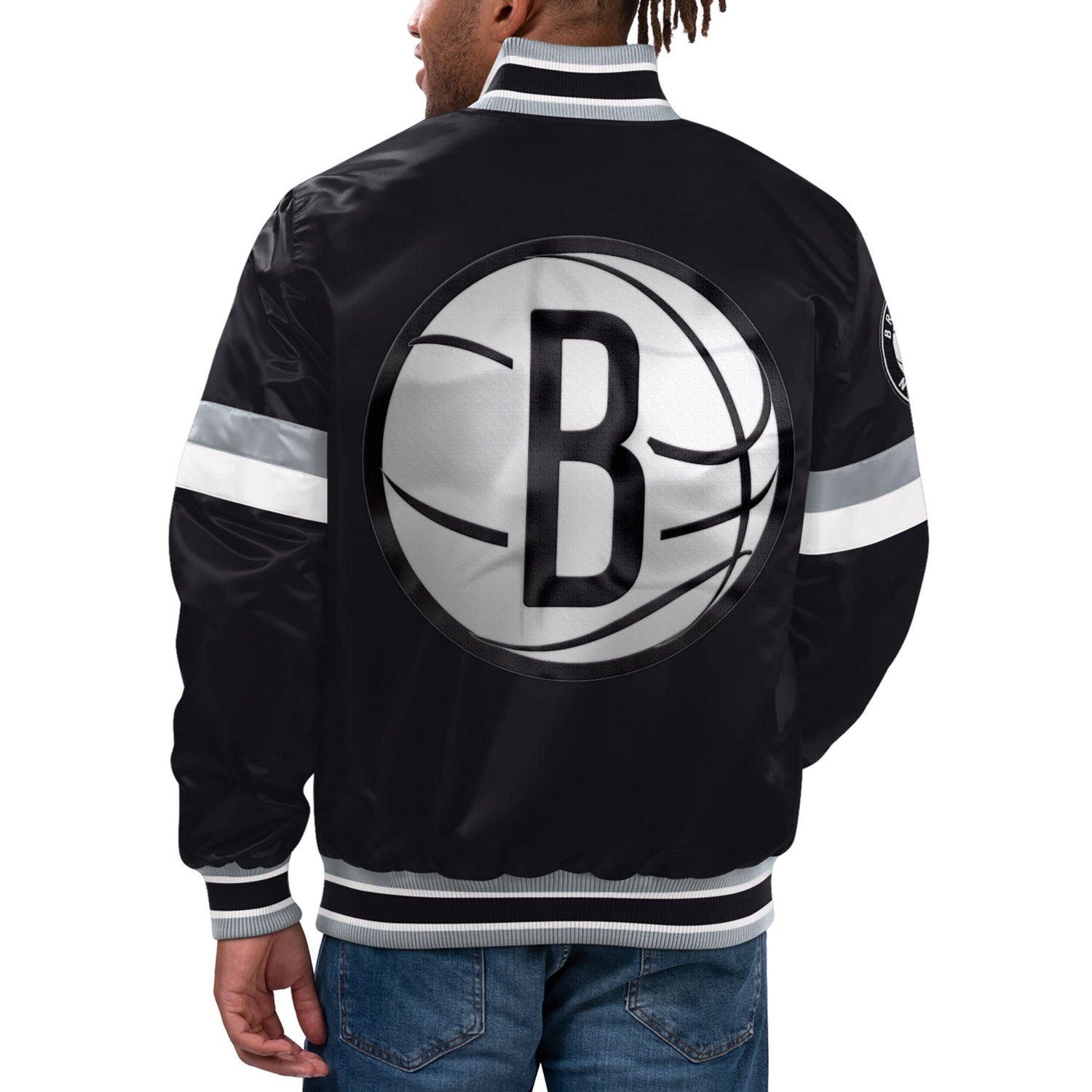 Starter Brooklyn Nets Home Game Satin Full-Snap Varsity Jacket                                                                   - view number 2