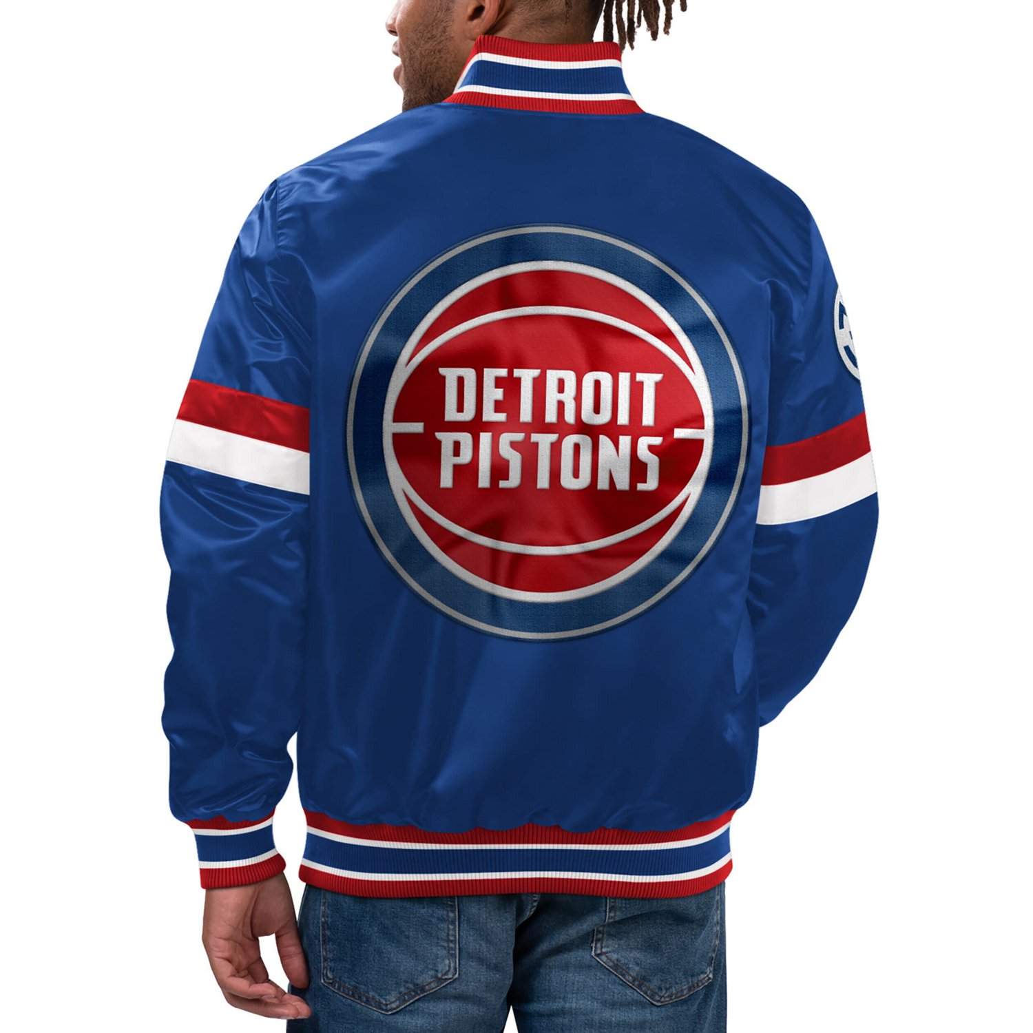 Starter Detroit Pistons Home Game Satin Full-Snap Varsity Jacket - view number 2