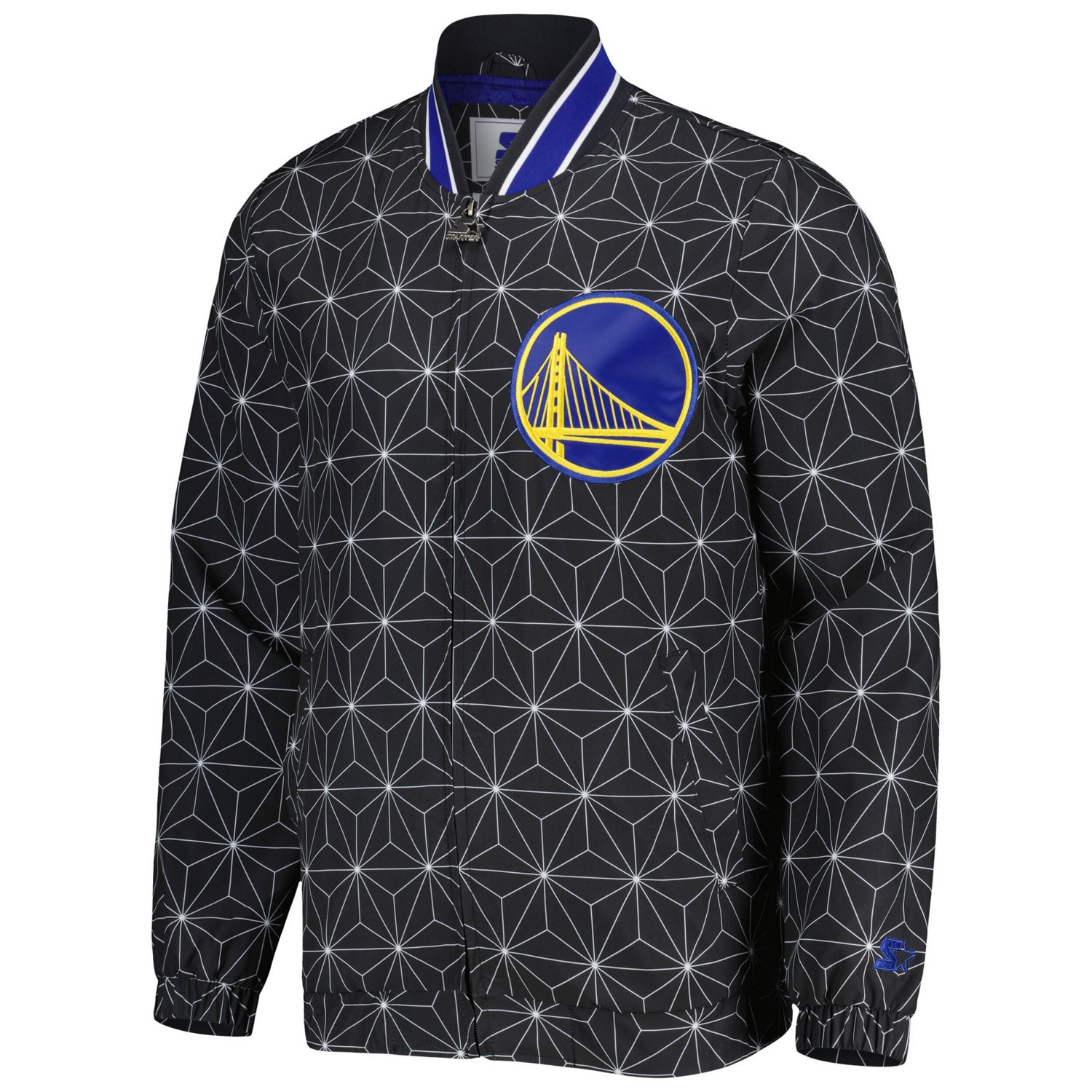 Starter Golden State Warriors In-Field Play Fashion Satin Full-Zip Varsity Jacket