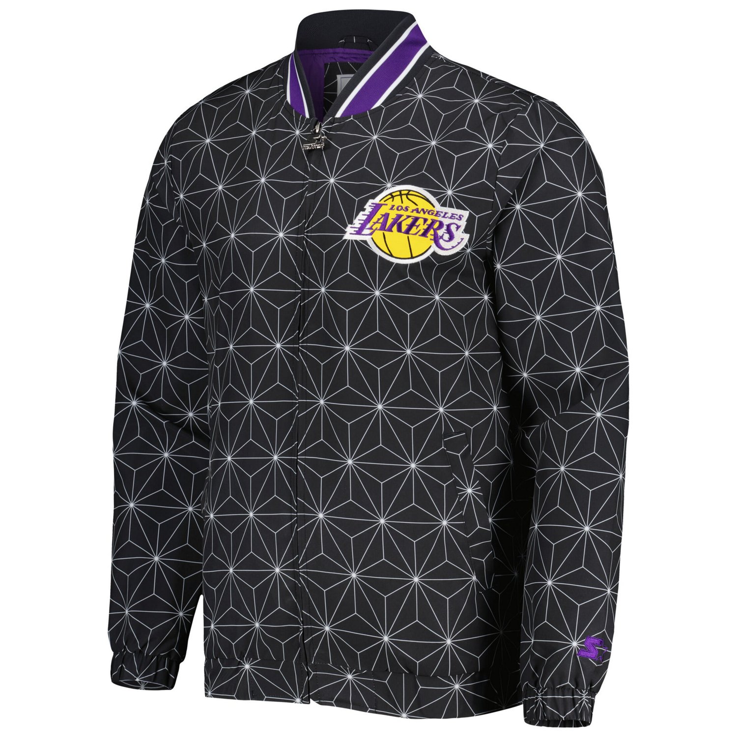 Starter Los Angeles Lakers In-Field Play Fashion Satin Full-Zip Varsity Jacket