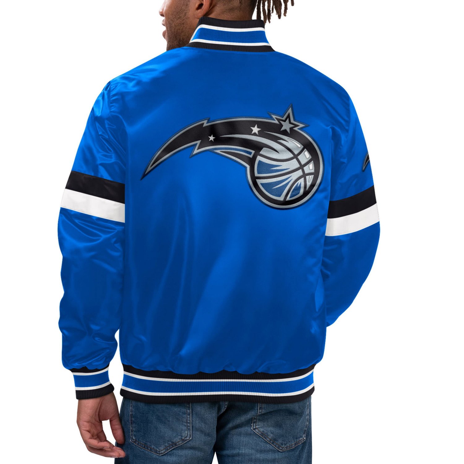 Starter Orlando Magic Home Game Satin Full Snap Varsity Jacket Academy
