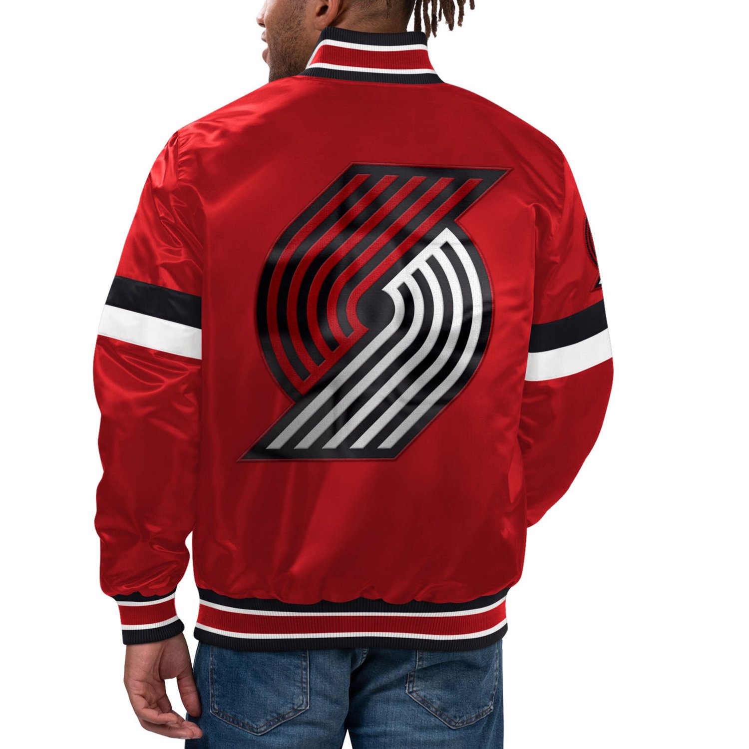 Starter Portland Trail Blazers Home Game Satin Full-Snap Varsity Jacket