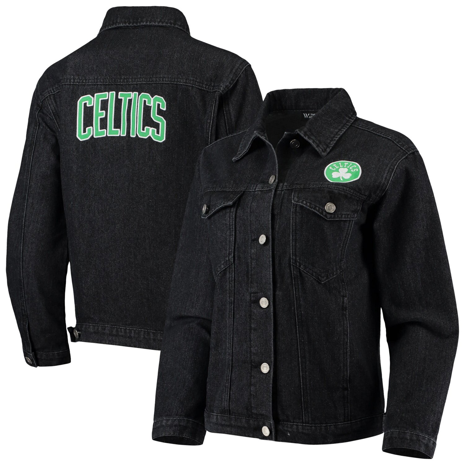 The Wild Collective Boston Celtics Patch Denim Button-Up Jacket                                                                  - view number 1