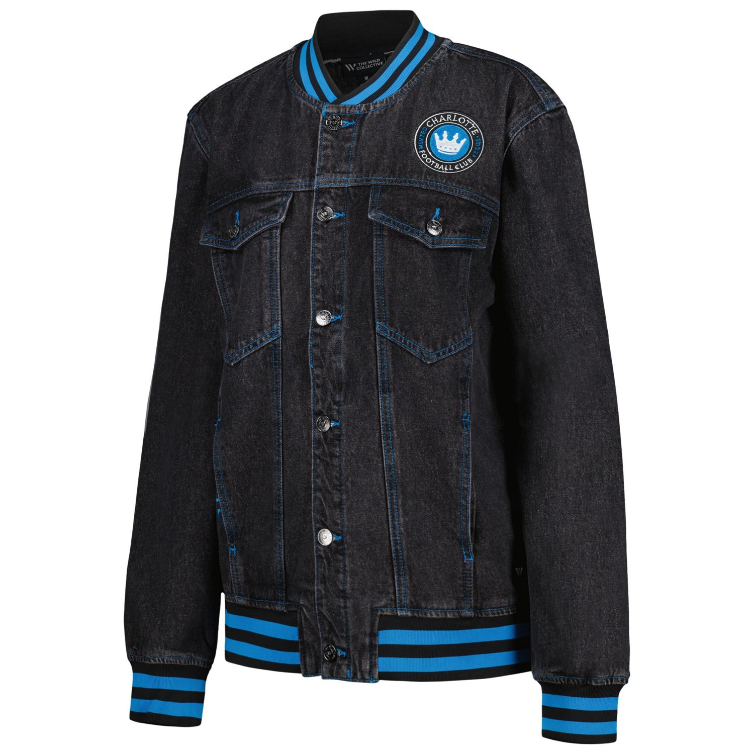 The Wild Collective Charlotte FC Denim Full-Button Bomber Jacket - view number 2