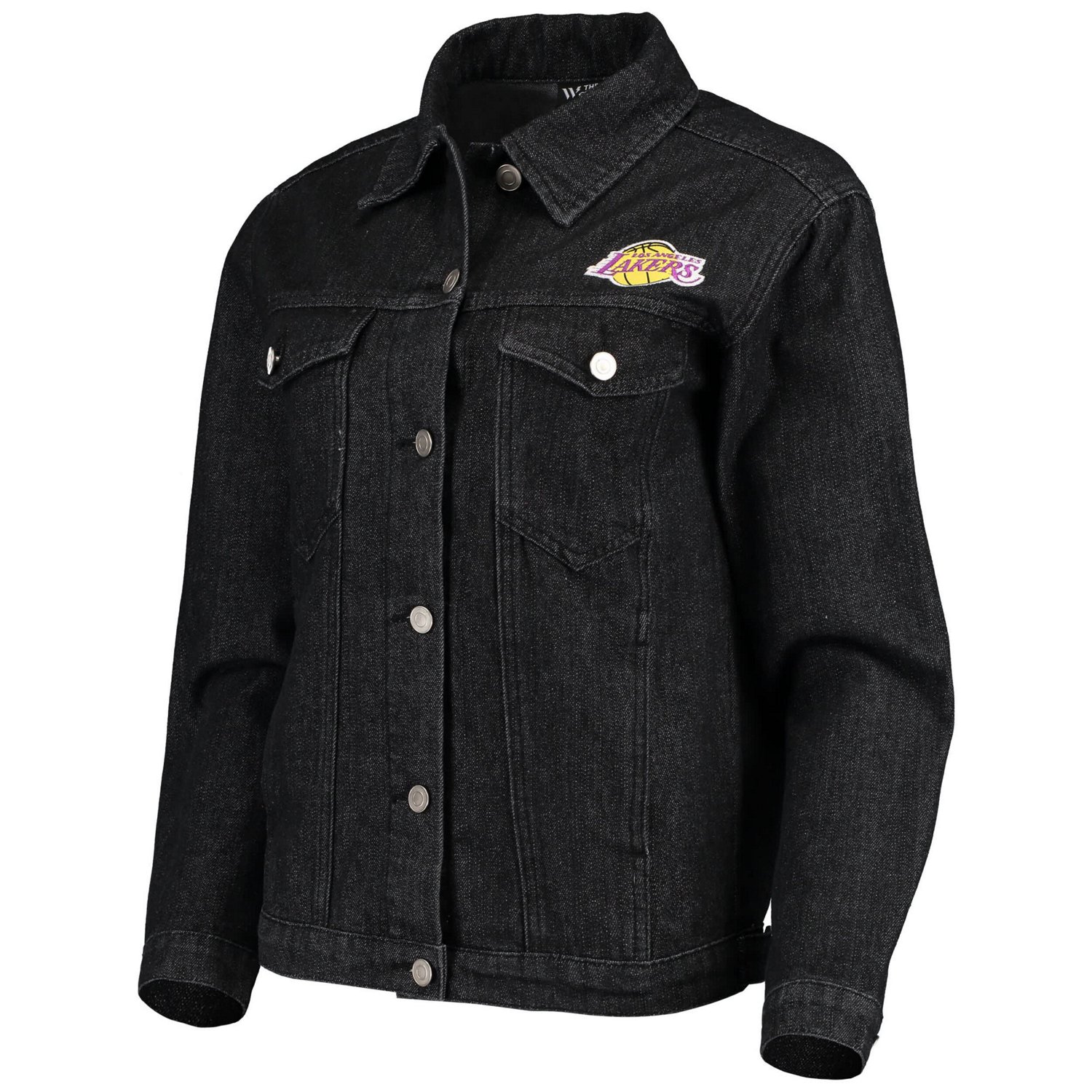 The Wild Collective Los Angeles Lakers Patch Denim Button-Up Jacket