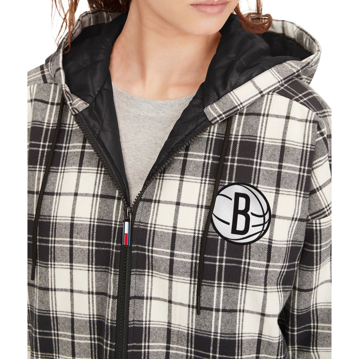 Tommy Jeans /Cream Brooklyn Nets Molly Flannel Full-Zip Hoodie                                                                   - view number 3