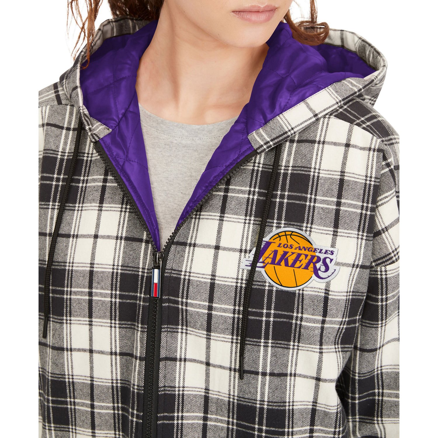 Tommy Jeans /Cream Los Angeles Lakers Molly Flannel Full-Zip Hoodie