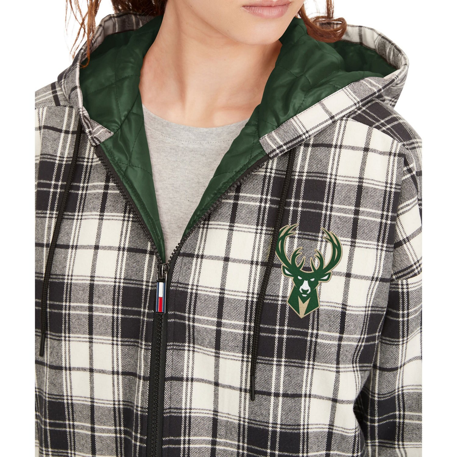 Tommy Jeans /Cream Milwaukee Bucks Molly Flannel Full-Zip Hoodie