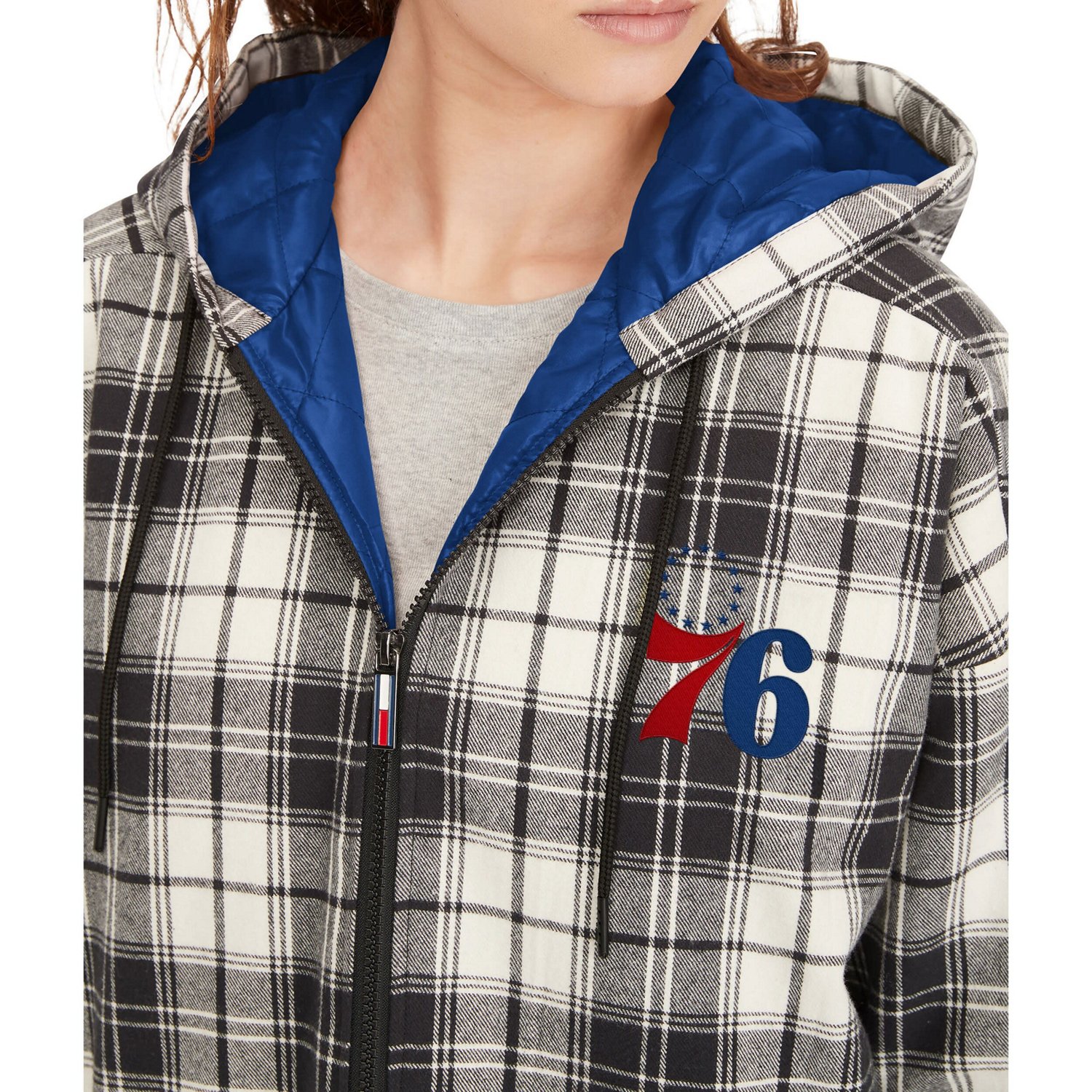 Tommy Jeans /Cream Philadelphia 76ers Molly Flannel Full-Zip Hoodie